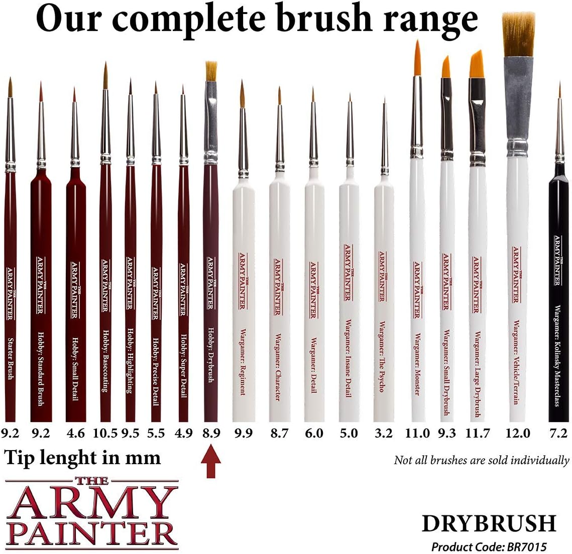 The Army Painter Brush Drybrush – Juego de pinceles de pintura modelo miniatura Hobby con pelo de nailon sintético, pinceles de modelo y pinceles de