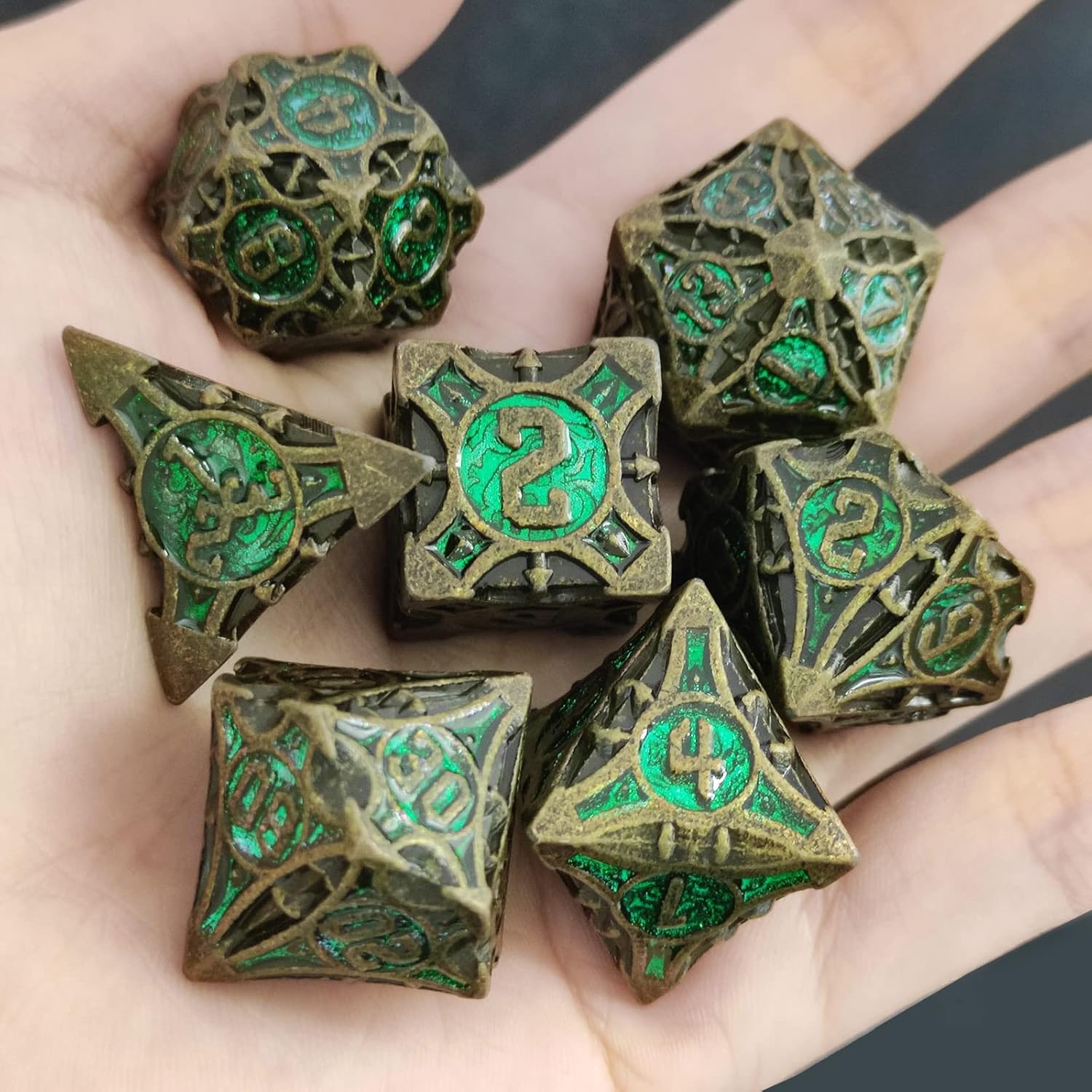 D&D – Juego de dados de metal DND para Dungeons and Dragons Gifts Polyhedral Card Game Game Bag RPG MTG Pathfinder Digital Teaching Accessories D20