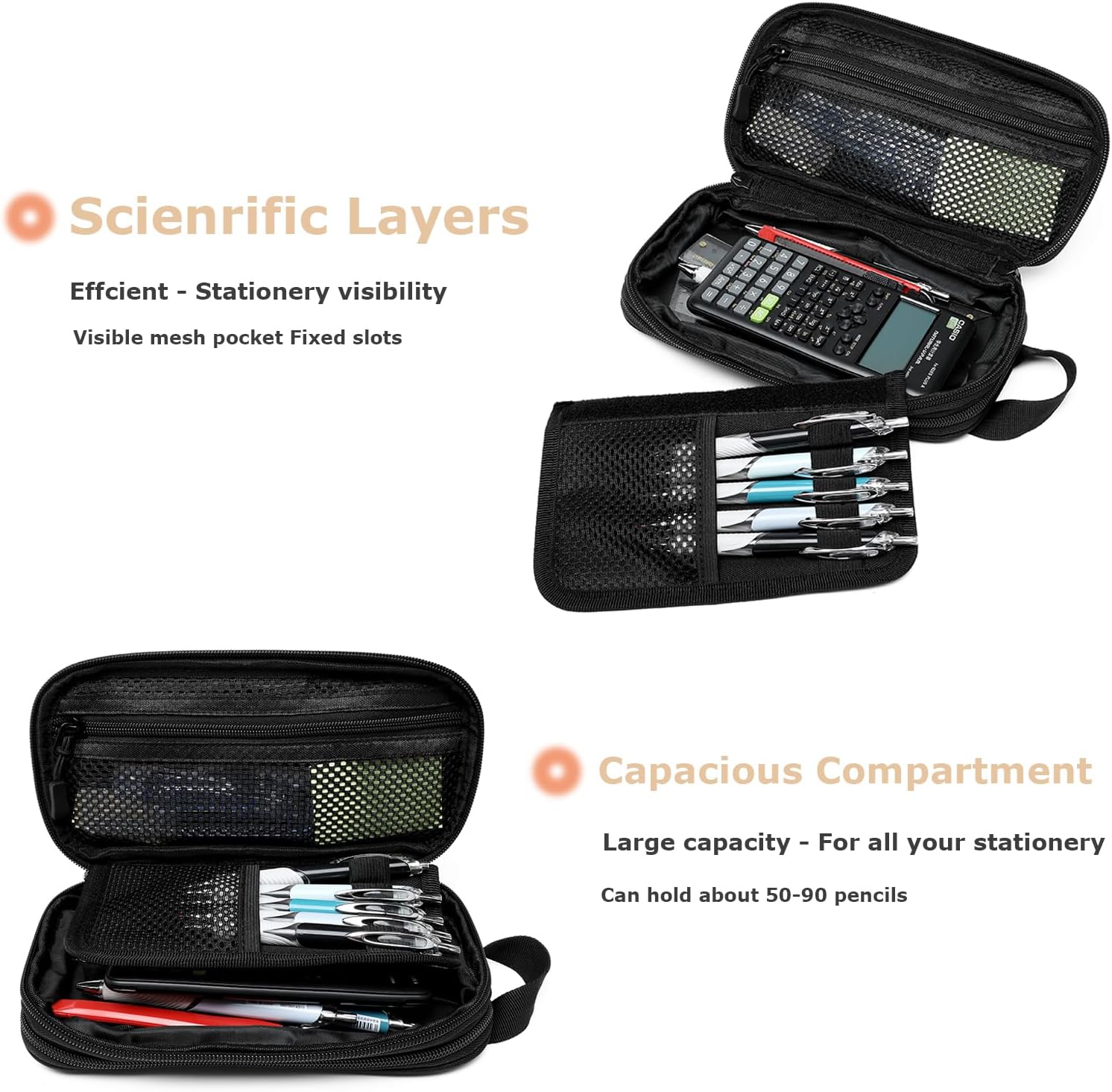 Estuche para lápices, caja de lápices de gran capacidad, bolsa táctica pequeña para herramientas, bolsa de almacenamiento expandible para bolígrafos
