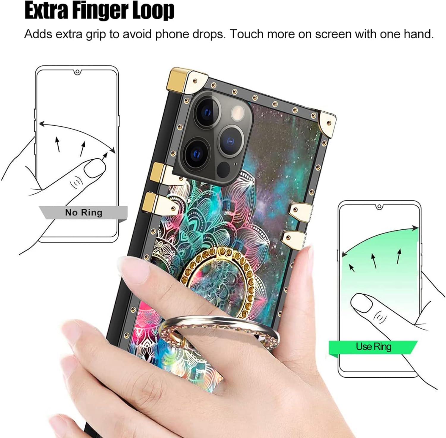 nancheng Funda cuadrada para iPhone 12 Pro Max (6.7 pulgadas), linda funda protectora a prueba de golpes para niñas y mujeres, diseño de flores