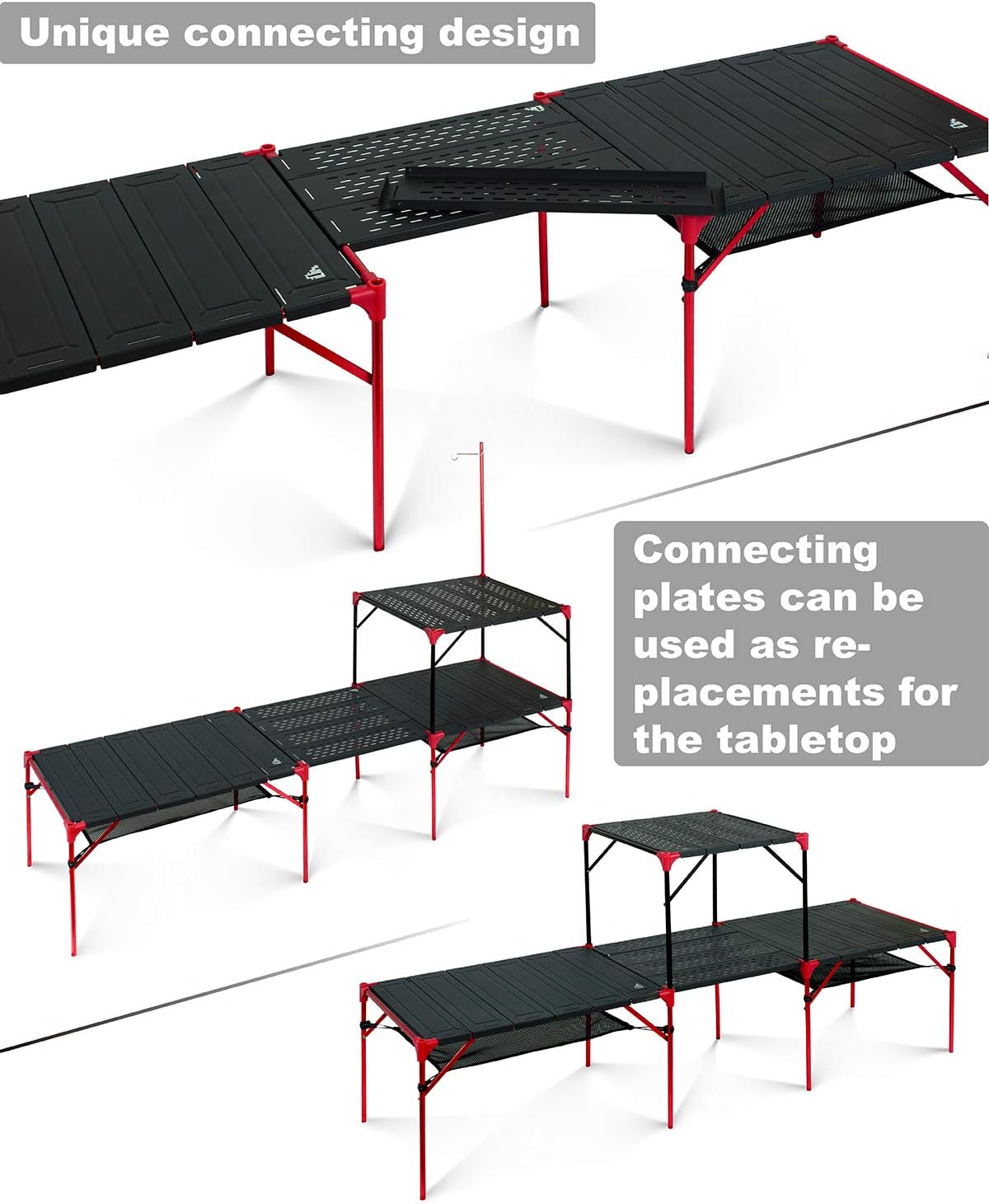 iClimb Mesa plegable extensible, área de mesa grande, ultraligera, compacta con mesa hueca para camping, mochilero, playa, concierto, barbacoa,