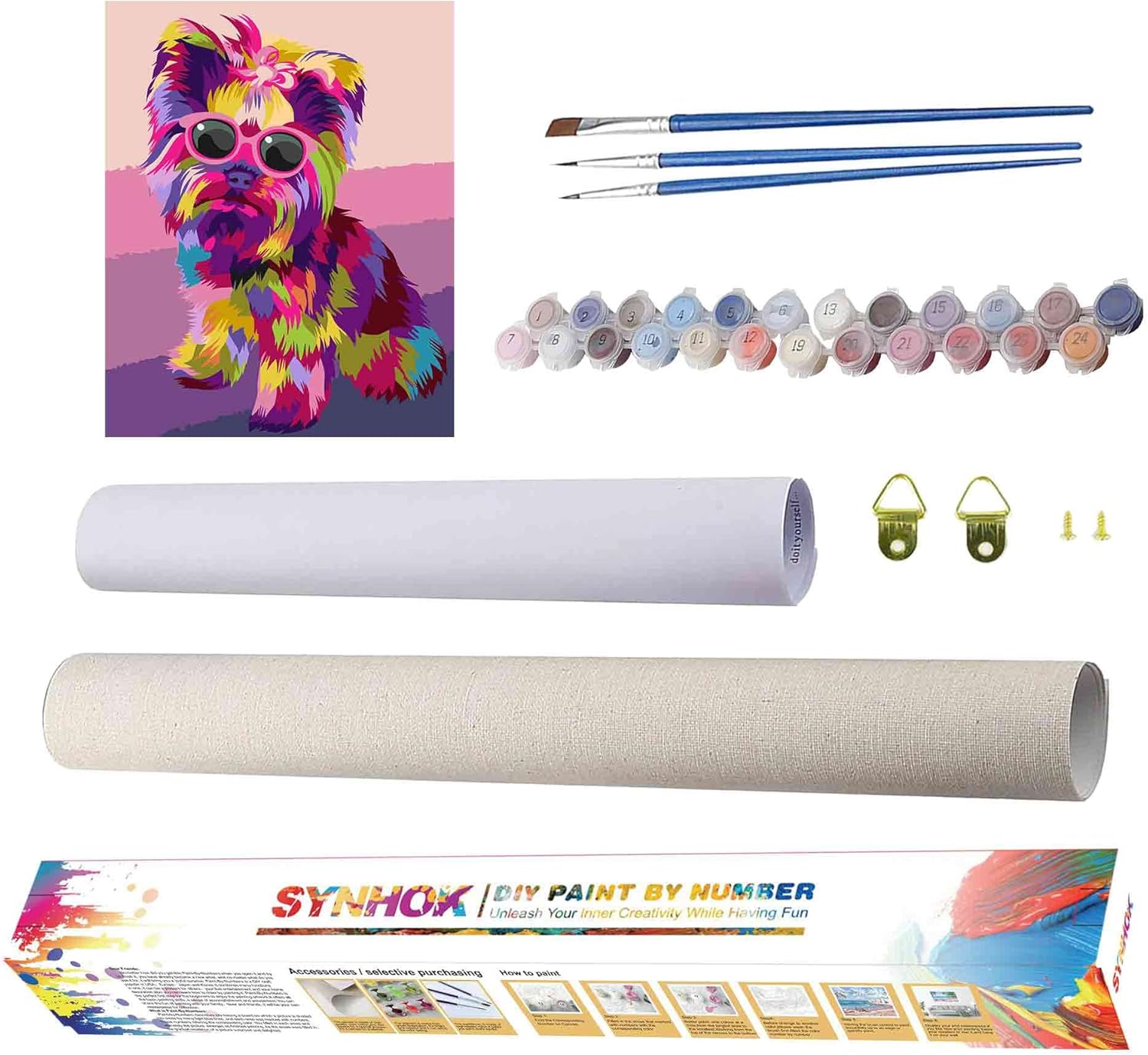 SYNHOK Pintura por números para adultos y niños principiantes, kit de pintura acrílica para decoración de habitación, regalo ideal de 16 x 20