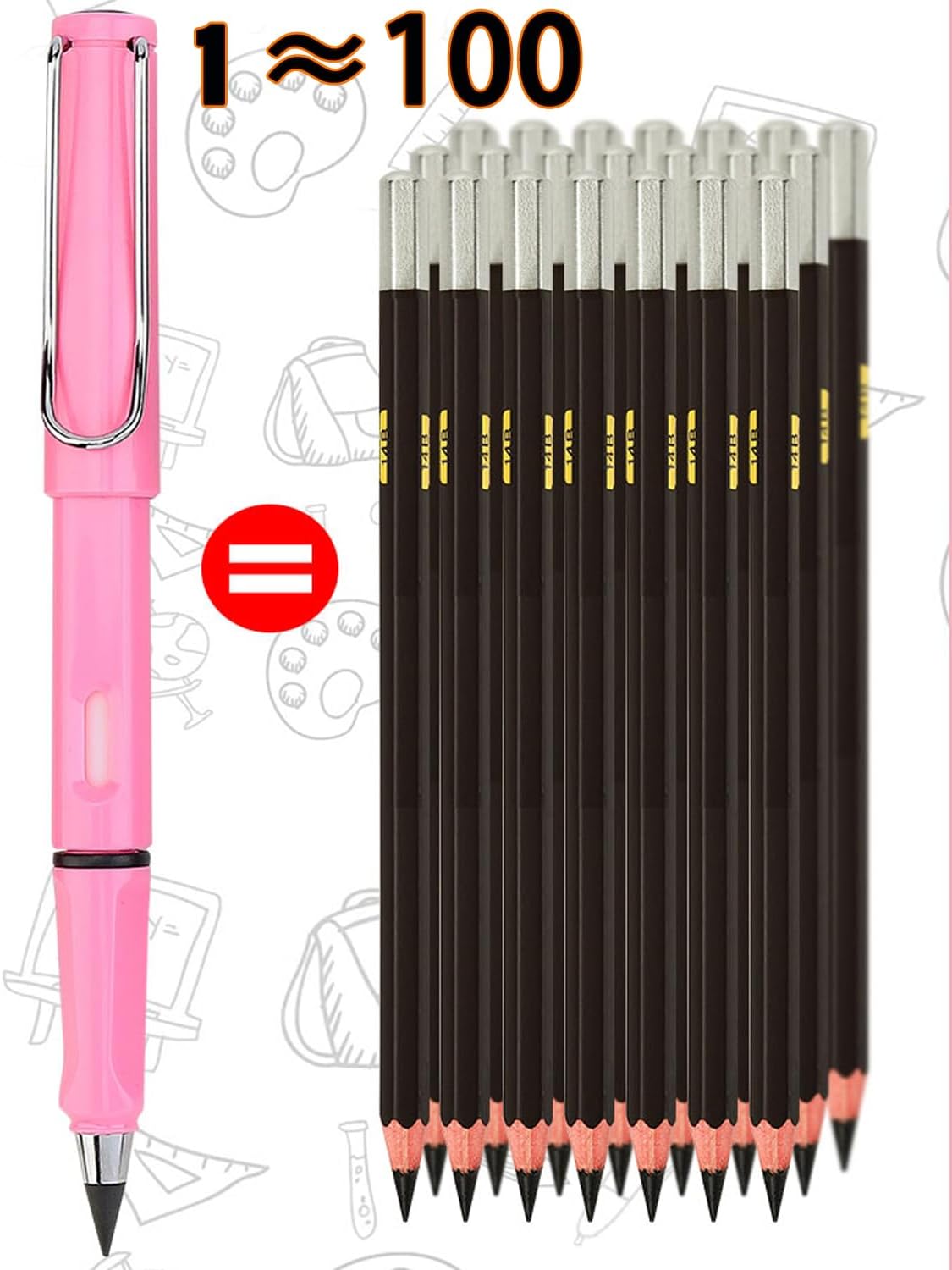 Credmate 6 lápices eternos, lápices Infinity Magic Forever con borrador, reutilizable, lindo lápiz eterno sin tinta para niños para escribir,