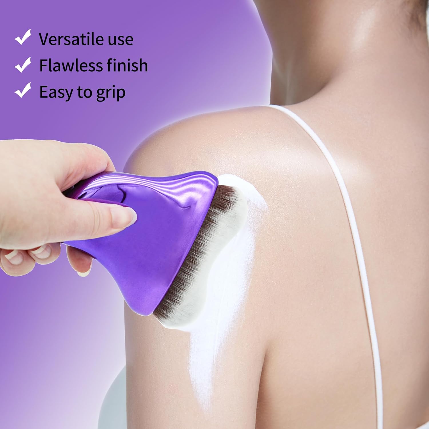 Brocha bronceadora, brocha de maquillaje corporal, brocha Kabuki para autobronceador, adecuado para lociones bronceadoras, base, cremas,