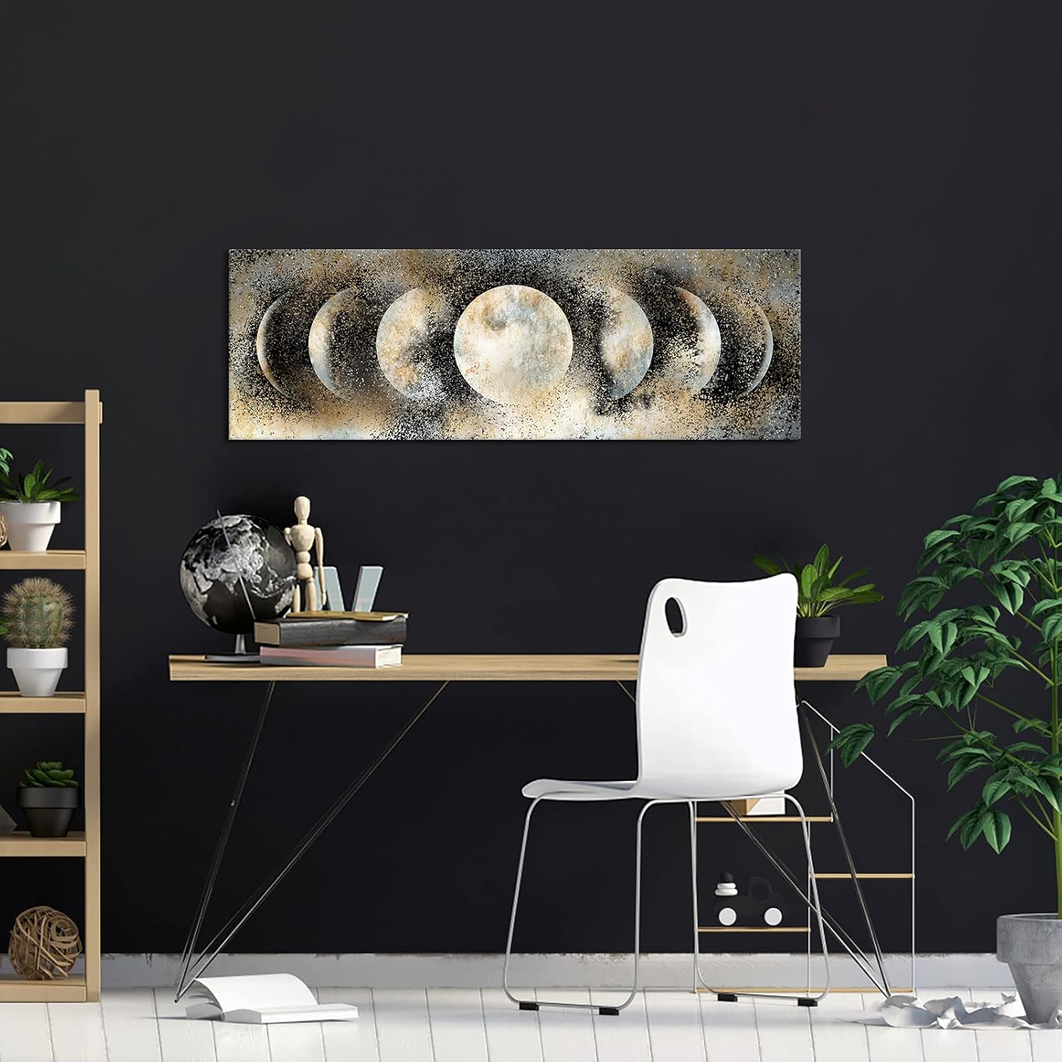 RnnJoile Lienzo decorativo para pared, diseño de fase lunar, póster de astrología, escena espacial, impresiones para decoración moderna del hogar y