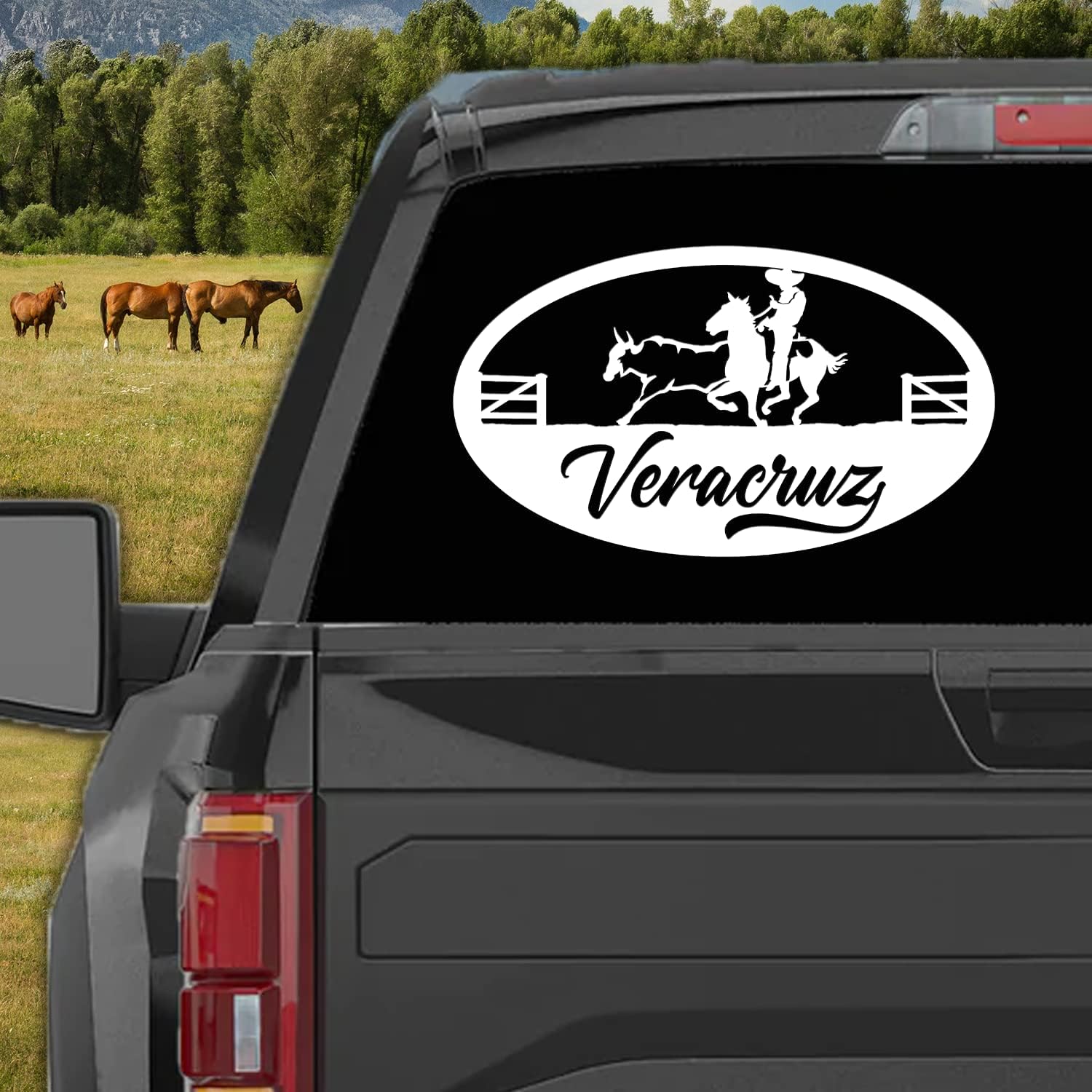 Adhesivos de Veracruz de México Coleadero Charreada Rodeo para Carros Diseño Charro de México Calcomanias para Trocas y Carros (8 x 4.5 pulgadas,