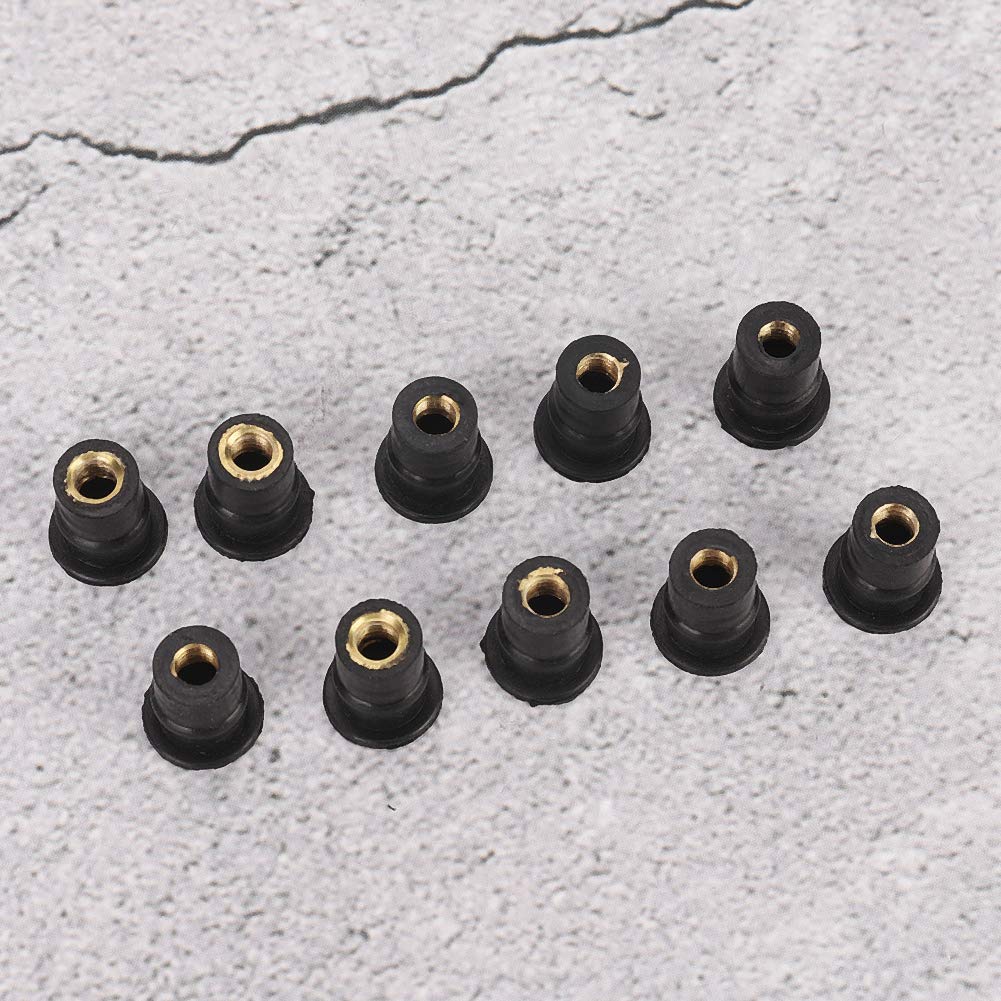 Well Nuts – 10 tuercas de goma M5 de 0.197 in0.2 pulgadas métricas para parabrisas de motocicletas, tuercas de parabrisas para accesorios de