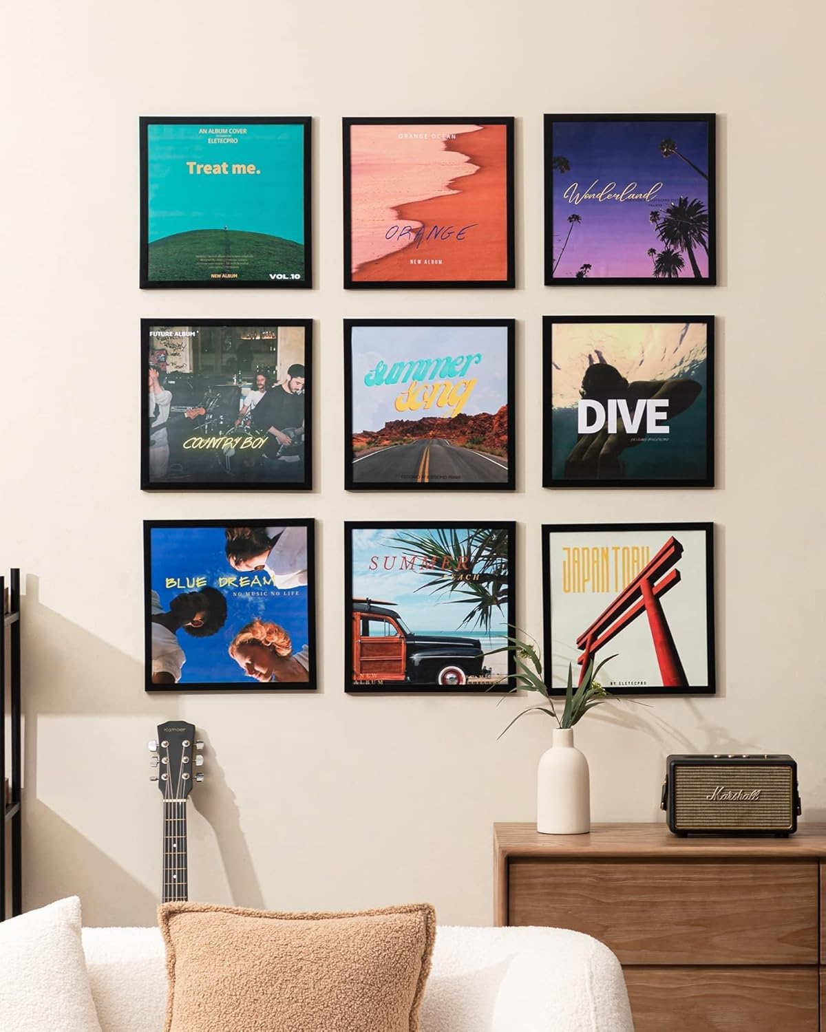 eletecpro Marco negro de 12.5 x 12.5 pulgadas, resistente y ligero, marco de álbum de PVC hecho para exhibir discos de vinilo, decoración moderna de