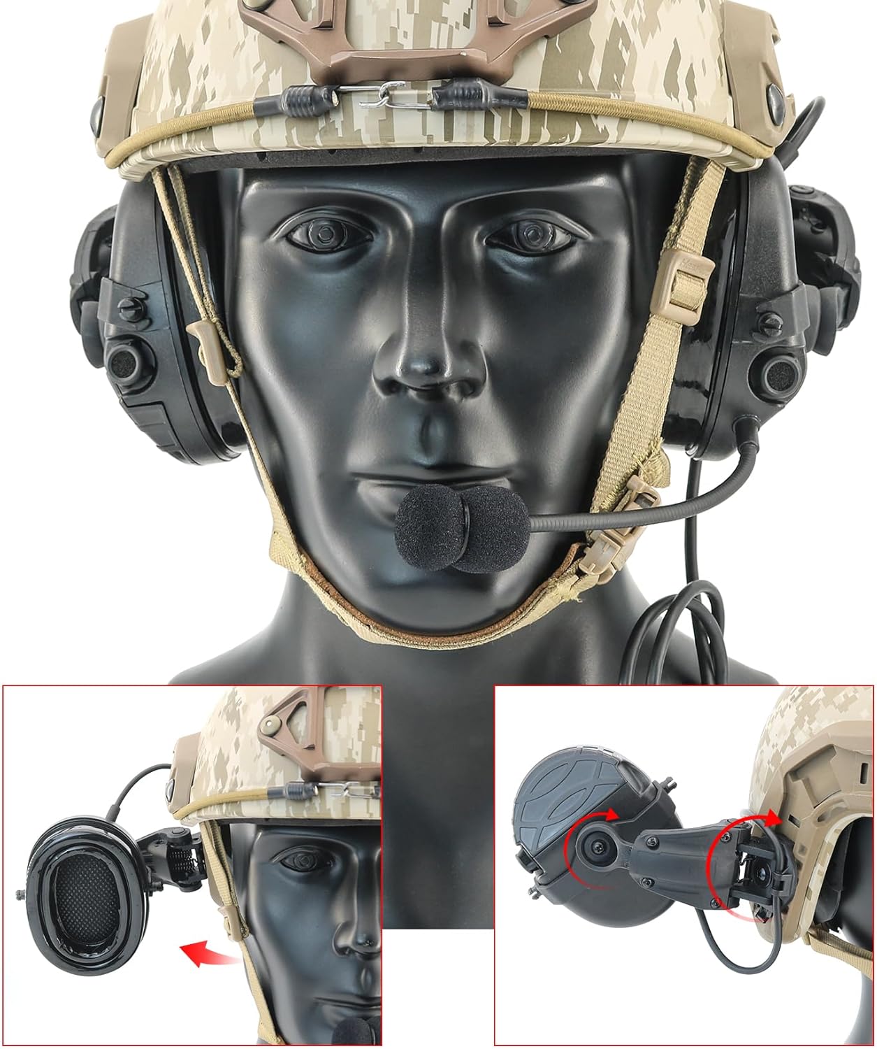 TACGZGJSM Auriculares electrónicos de protección de oído con cancelación de ruido para cascos de carril ARC, caza