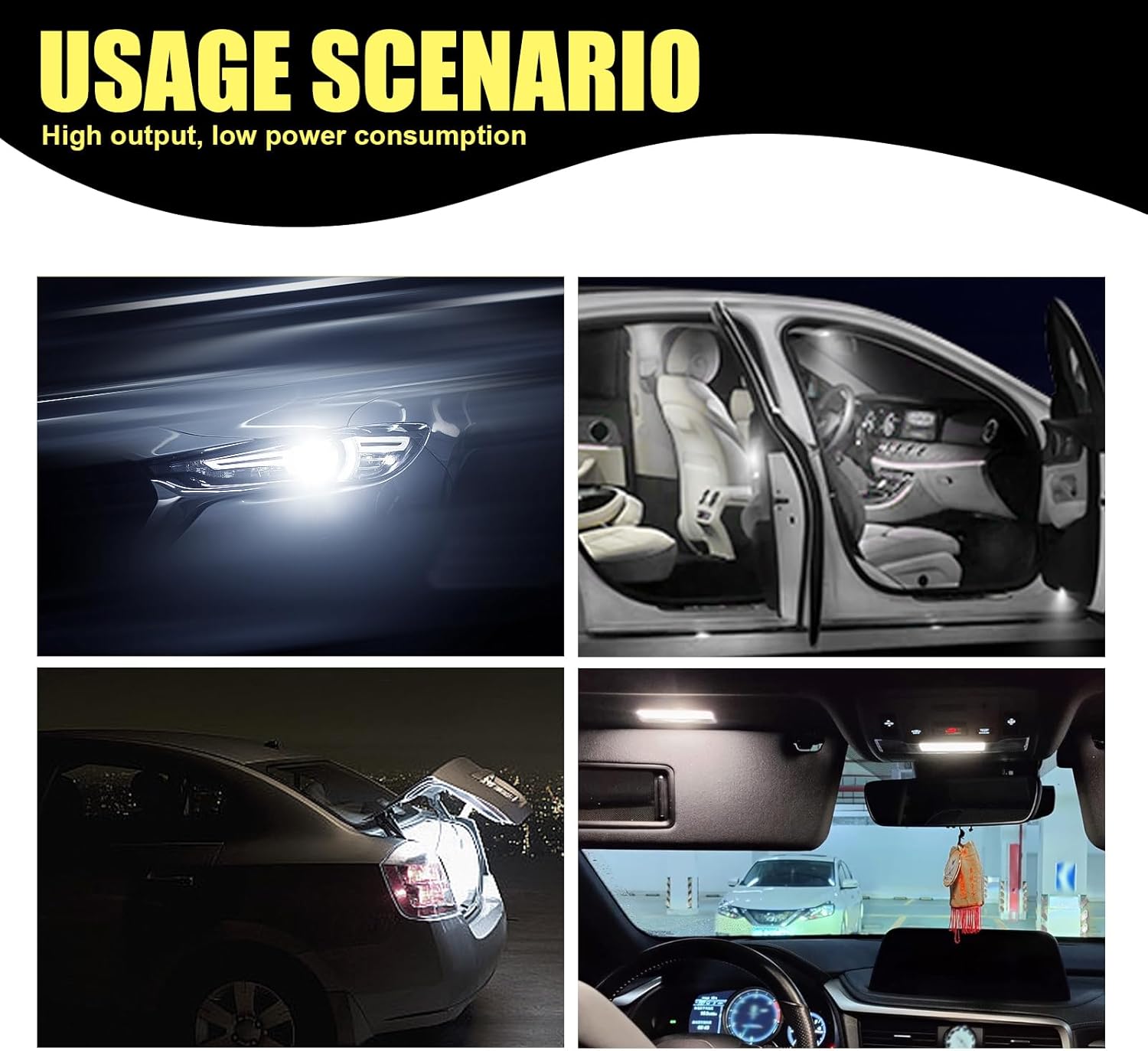 ZKFAR 10 bombillas LED para automóvil, T10-3030-3SMD de ancho, luces de lectura de 0.9 x 0.3 pulgadas, luces de matrícula, luces de automóvil