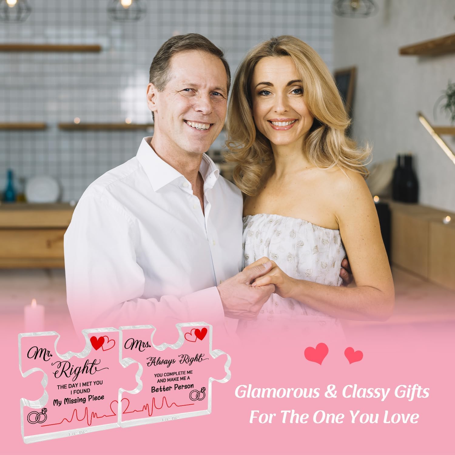 2 piezas de regalos para señor y señora, regalos de placa acrílica de aniversario, regalos de boda para pareja, él y ella, regalos de recuerdo de