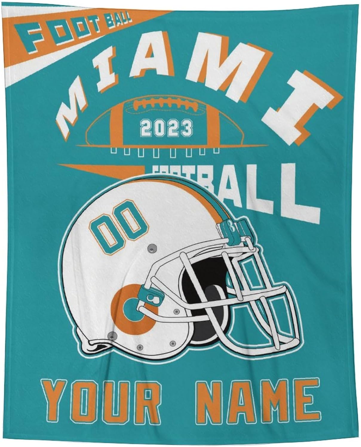Manta de Miami con número de nombre, personalizable, regalos para fanáticos del fútbol para hombres, mujeres y niños