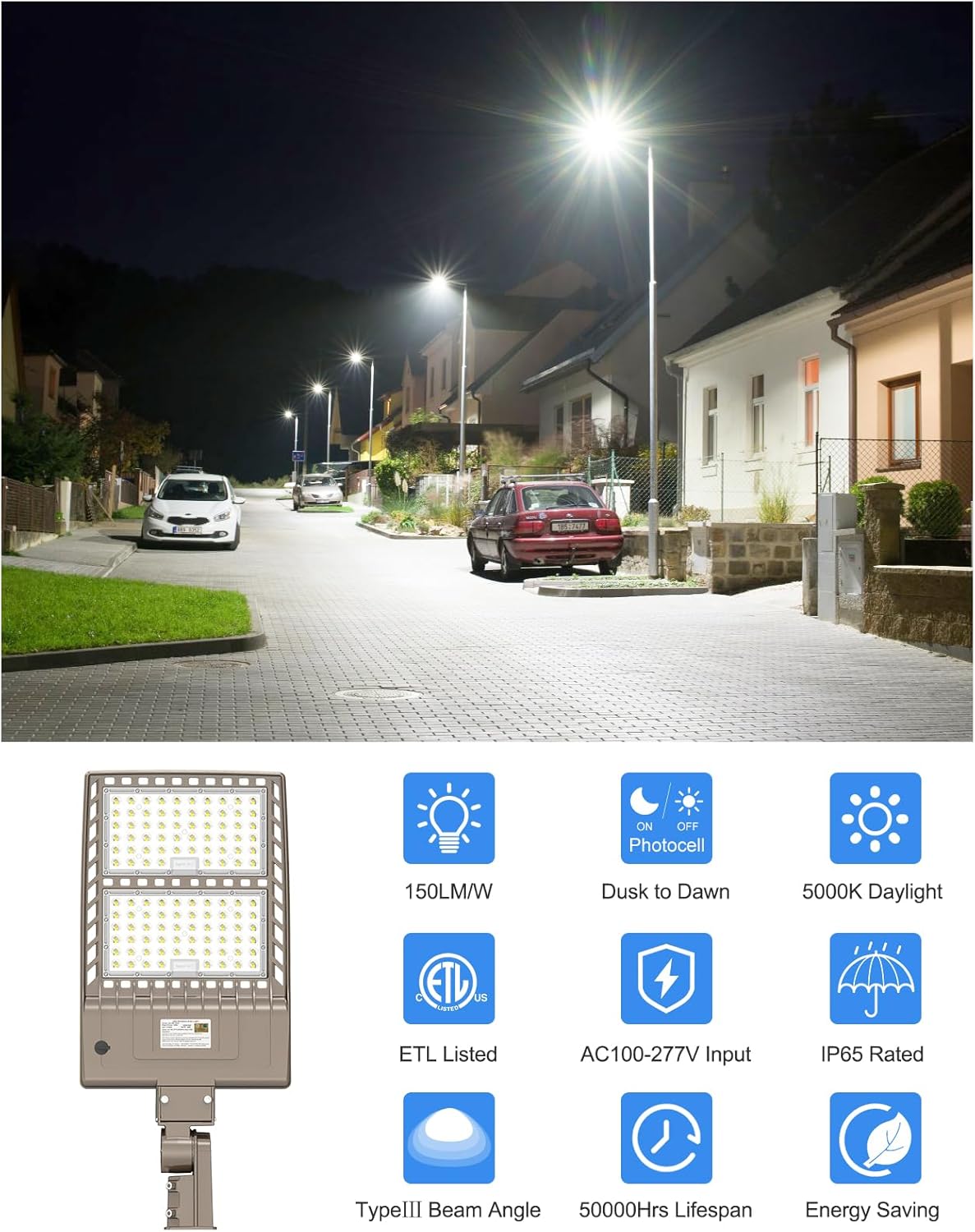 Luz LED de estacionamiento de 400 W, del anochecer al amanecer, 60,000 lm, DLC ETL listado de grado industrial LED caja de zapatos de