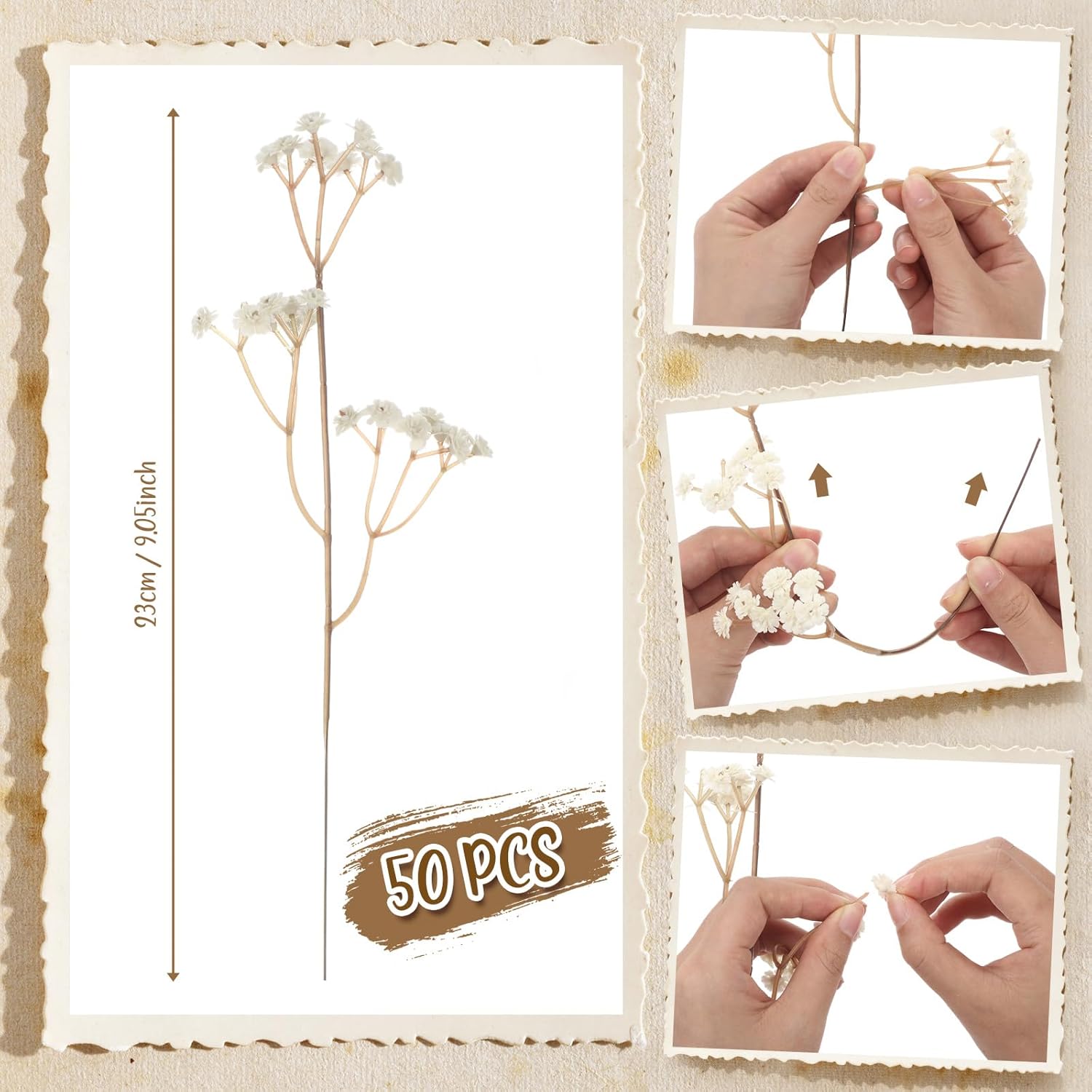 50 piezas de plástico artificial Gypsophila – Espray de flores blancas para ramos de boda, centros de mesa, arreglos florales para el día de San