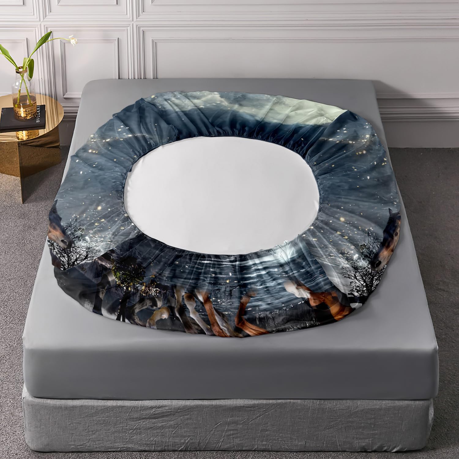 AILONEN Juego de ropa de cama tamaño individual, diseño de caballos al galope con temática de vida silvestre para niños y adultos, decoración de