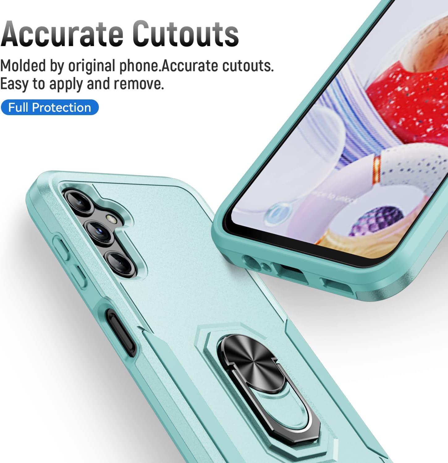 Fucozan Funda para Samsung Galaxy A14 5G con protector de pantalla con anillo de soporte, resistente protección de grado militar a prueba de golpes