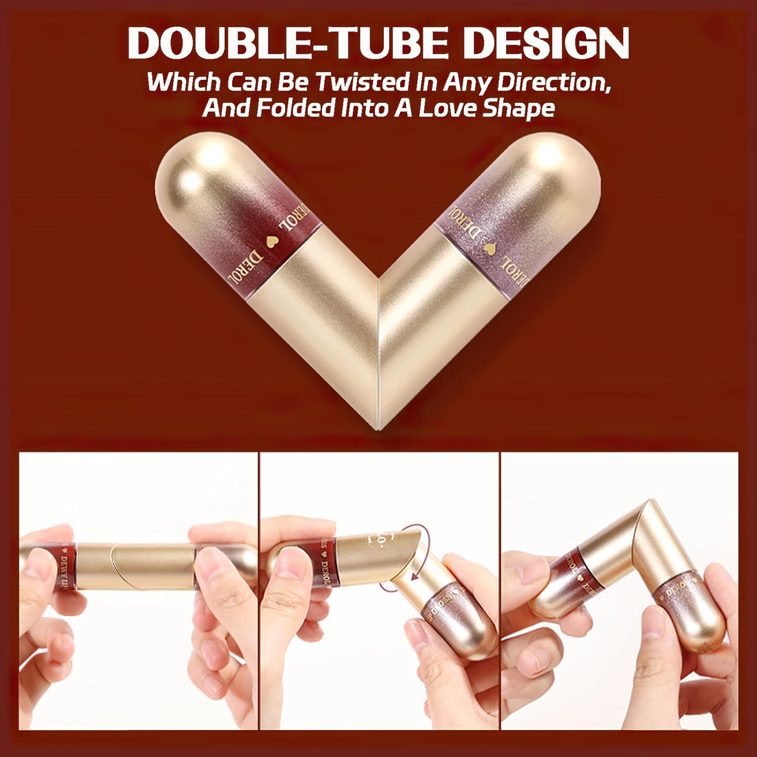 Brillo labial 2 en 1 de doble punta, lápiz labial líquido brillante brillante, aceite de labios hidratante, acabado húmedo, alto brillo, larga