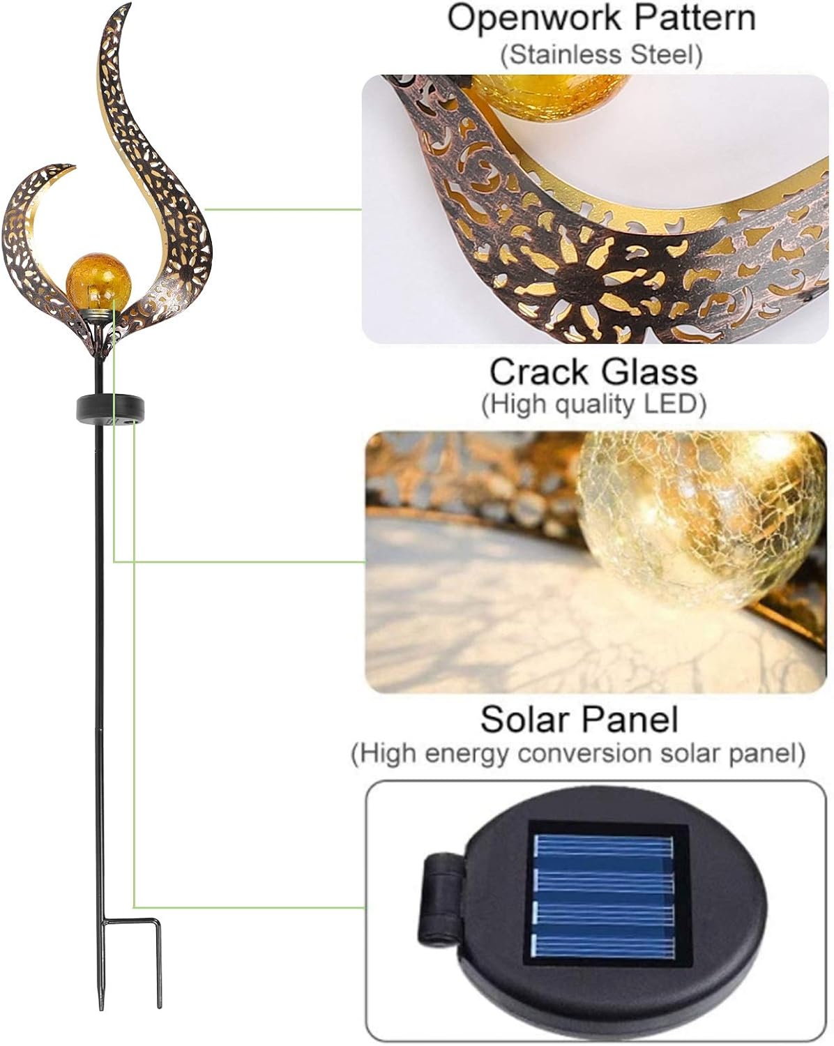 Fydun 2 Pack Solar Lights Outdoor Decorative Lights for Garden Courtyard Lawn Courtyard Pathway Lighting Warm White for Men and Women