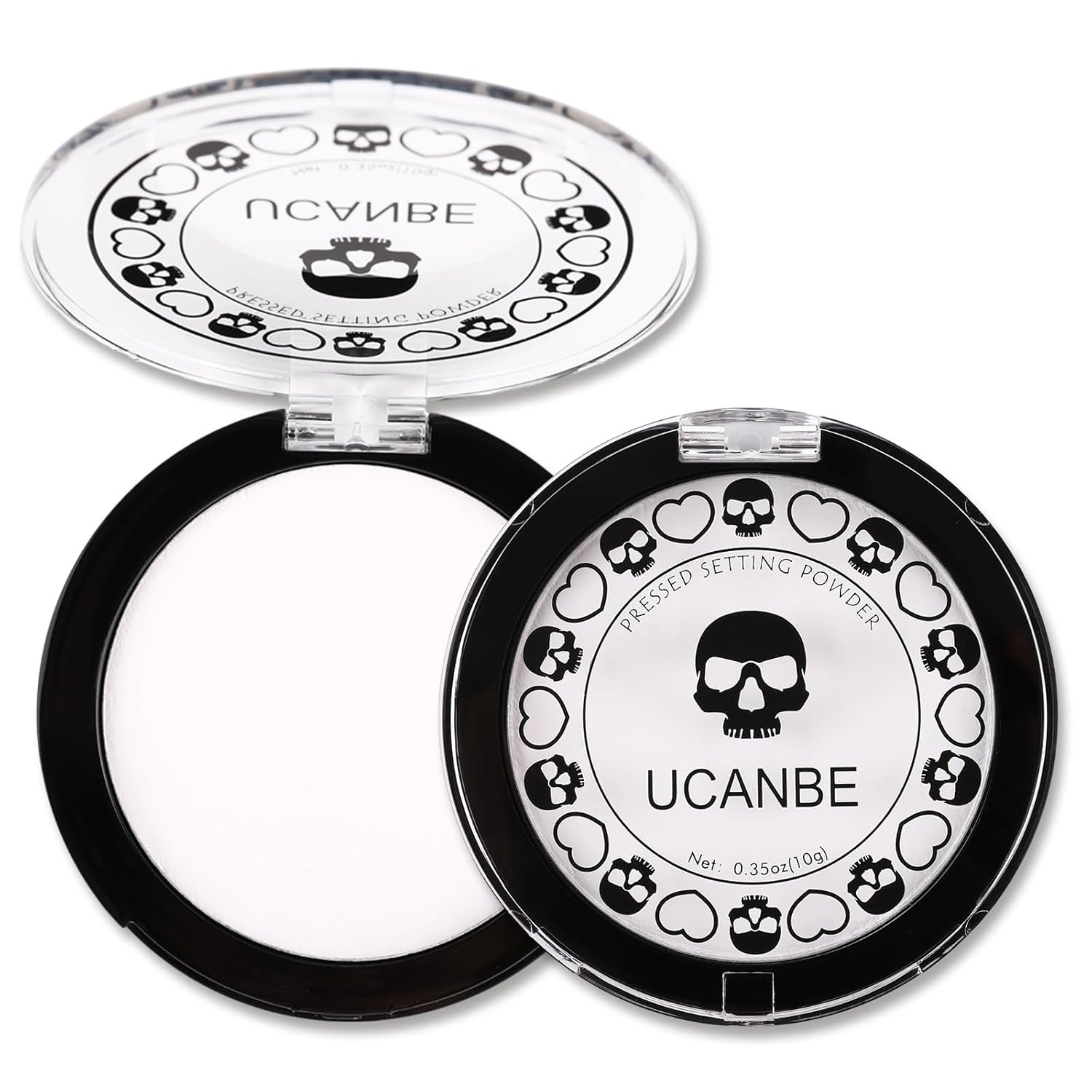 UCANBE Polvo fijador prensado blanco para efectos especiales y maquillaje de Halloween, polvo de acabado mate translúcido, polvo facial blanco para