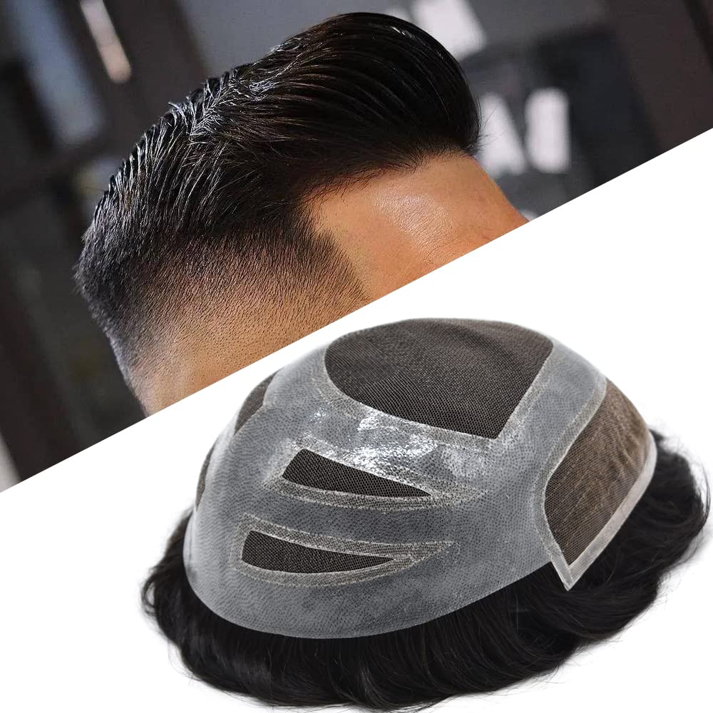 Toupee For Men Real Human Hair System For Men Toupee Black Fine Mono Mens Toupee Brown Hairpiece For Men Lace Front Hair Pieces For Men Protesis