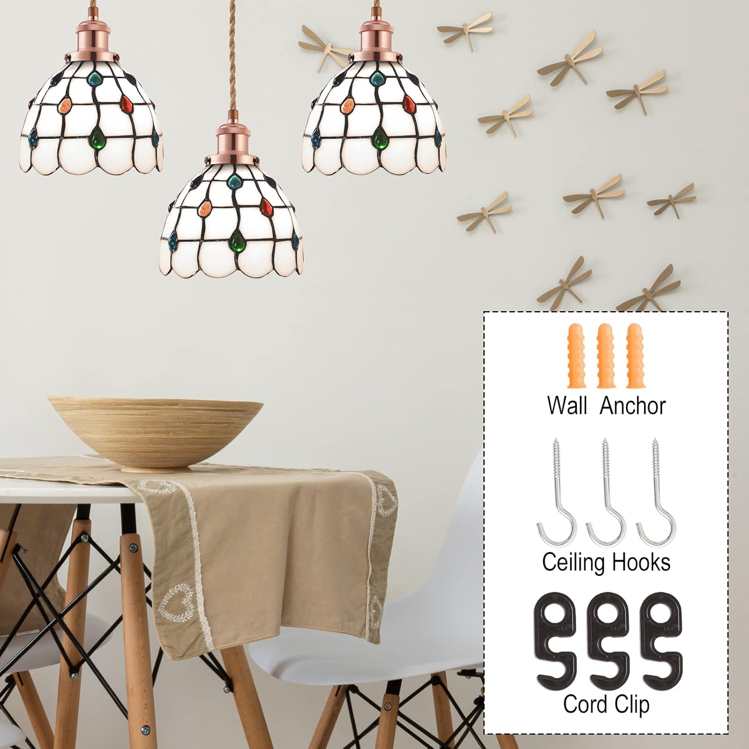 Kit de cable de luz colgante de 15.4 pies, enchufe industrial vintage E26 con interruptor, lámpara colgante de cuerda de cáñamo para lámpara