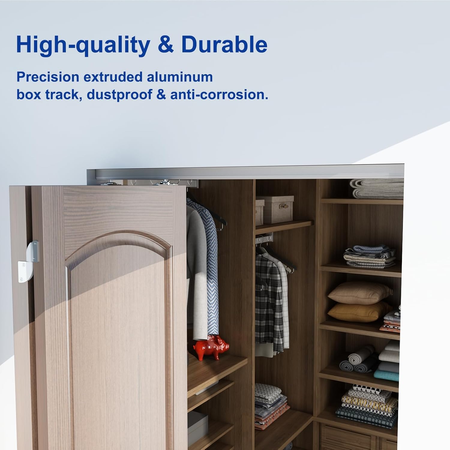 JUBEST Herrajes para puerta plegable de 36 pulgadas, herrajes para puerta corrediza de granero para 2 puertas (18 pulgadas cada una), kit de