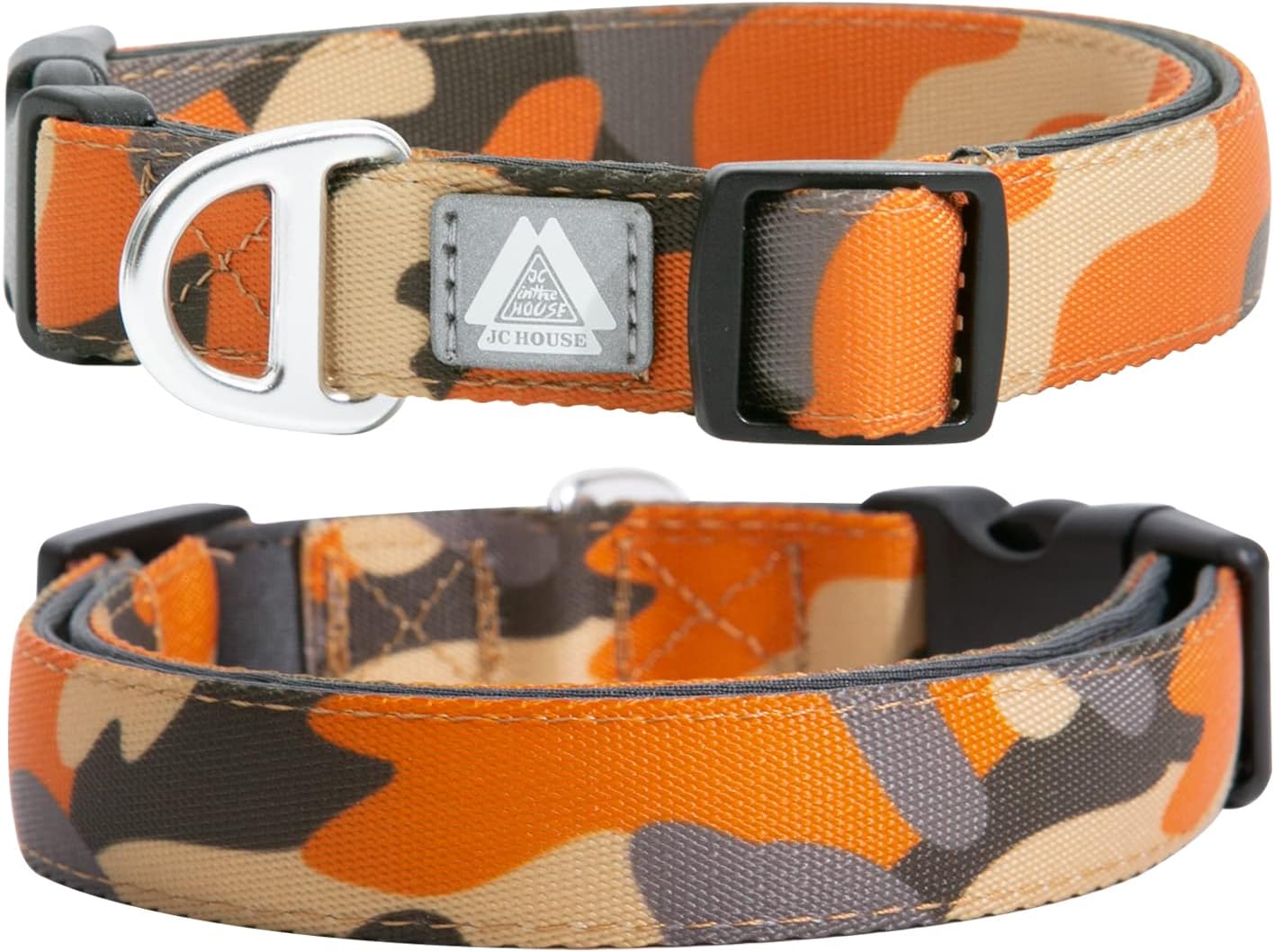 JC HOUSE Collar para perro acolchado suave, cuello de 9 a 14 pulgadas, collar ajustable resistente con logotipo reflectante 3M para perros pequeños,