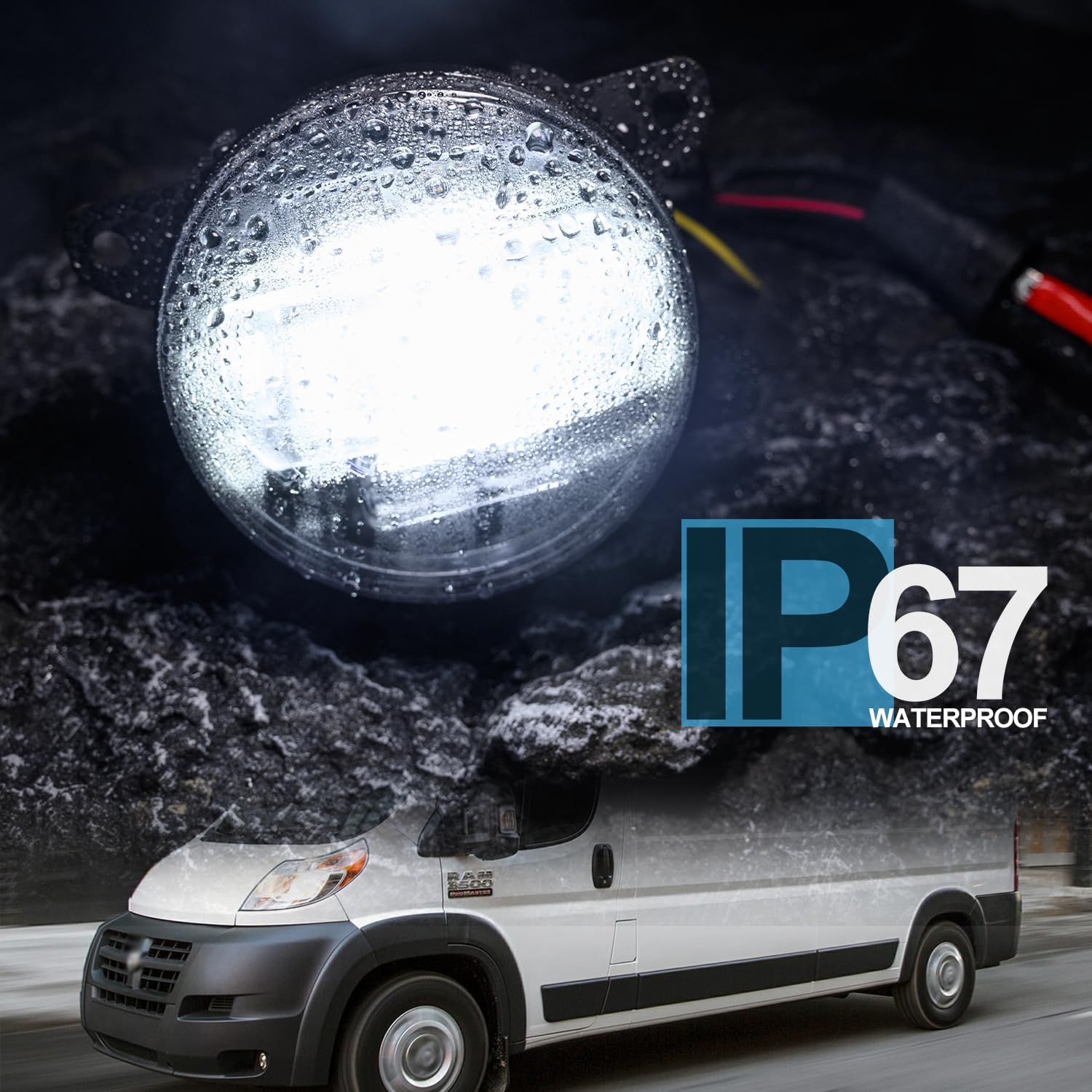 NSLUMO Conjunto de lámpara antiniebla LED de repuesto para Ram Promaster 1500 2500 3500 2014-2023 Switchback ámbar blanco DRL Lámparas de conducción
