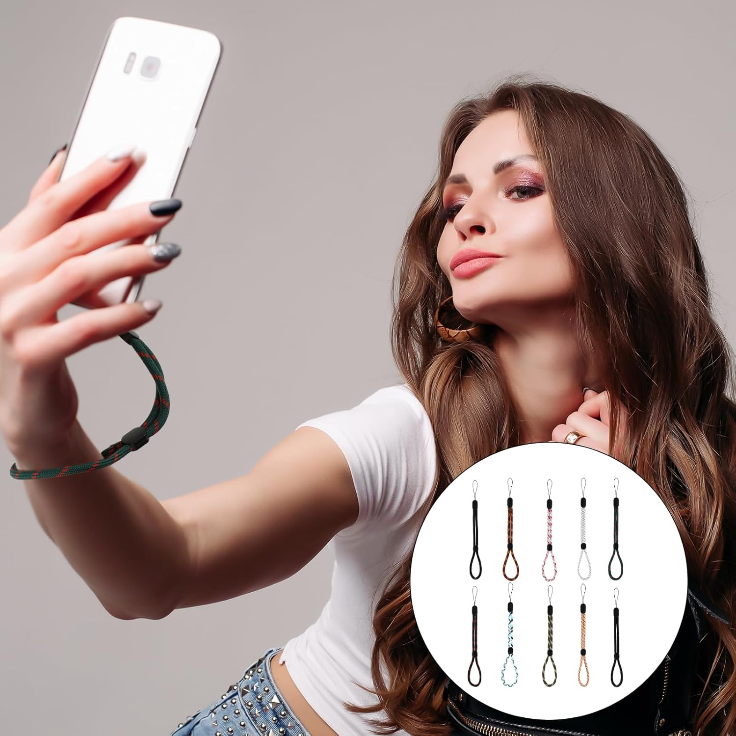 10 cordones USB, correa de muñeca para teléfono celular, correa de muñeca para unidad flash, cordón de muñeca para teléfono, cordón ajustable para