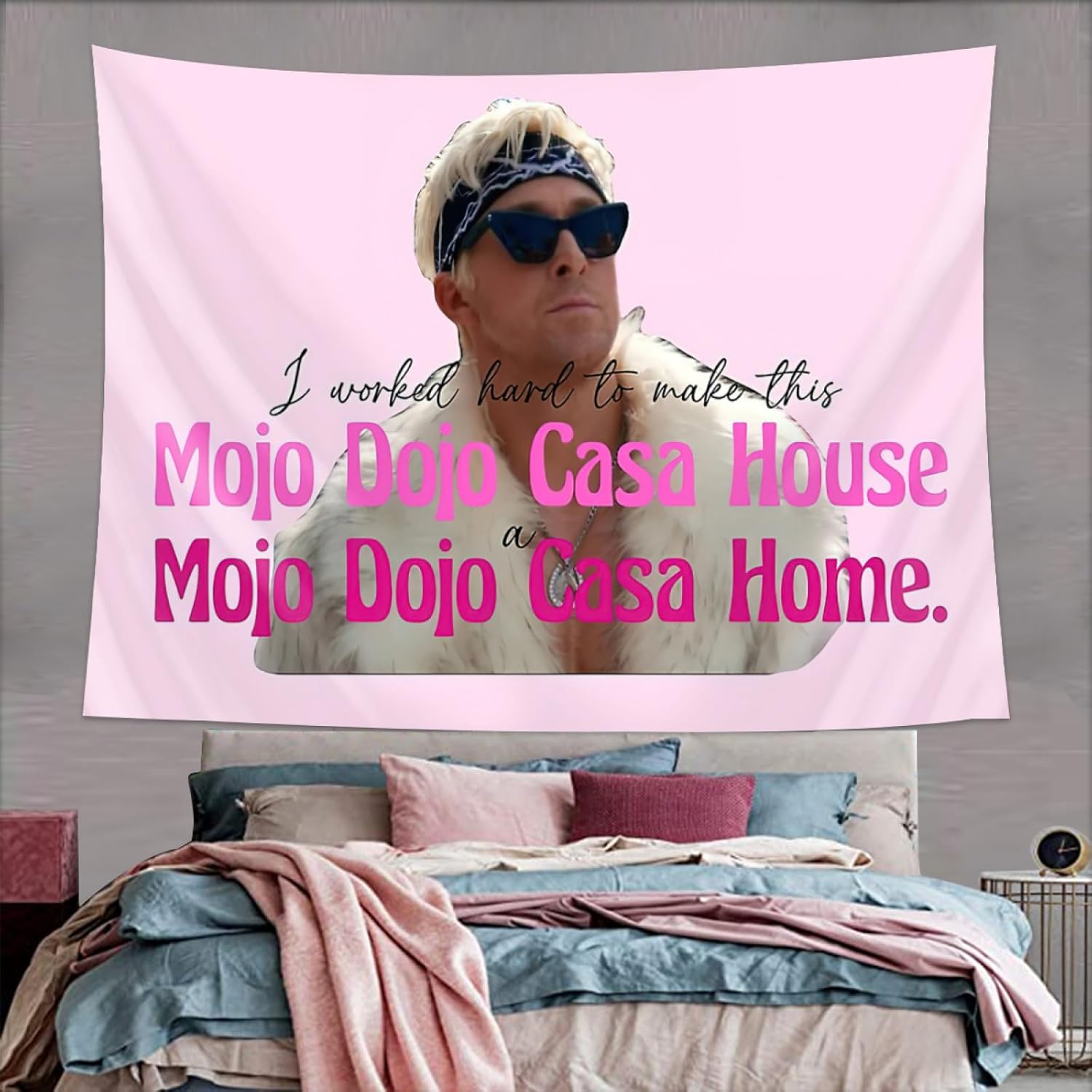 UTELKA Mojo Dojo Casa Tapiz divertido meme tapices de bandera I Work hard to Make This Banner para colgar en la pared para dormitorio universitario,