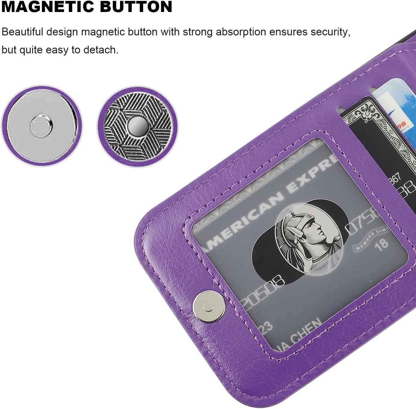 KIHUWEY Funda compatible con iPhone 15 Pro con soporte para tarjeta de crédito, cierre magnético de cuero de alta calidad, función atril, funda