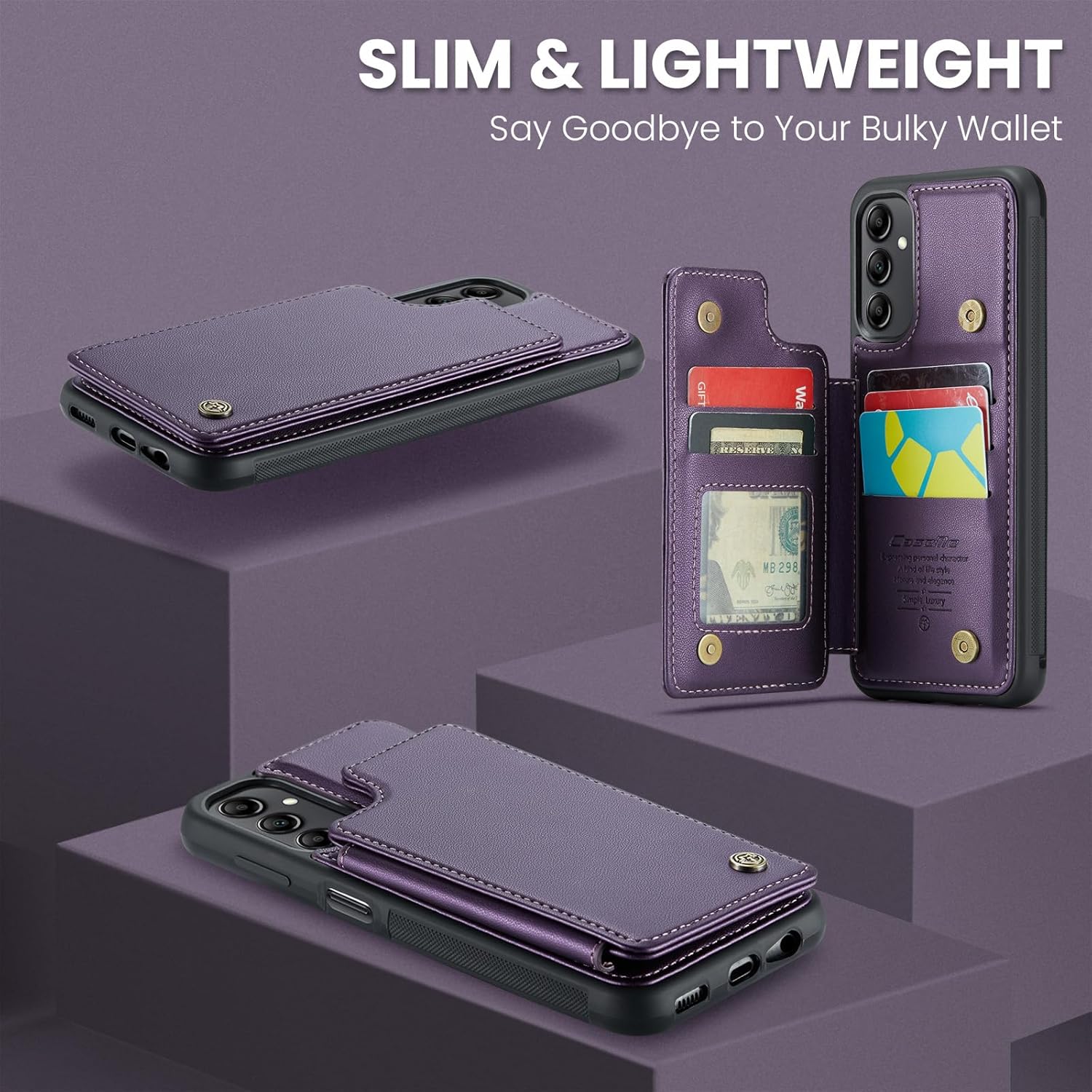Para Samsung Galaxy A14 5G Wallet Case RFID Bloqueo PU Funda De Cuero Con Soporte Magnético Para Tarjeta Flip Kickstand Delgado A Prueba De Golpes