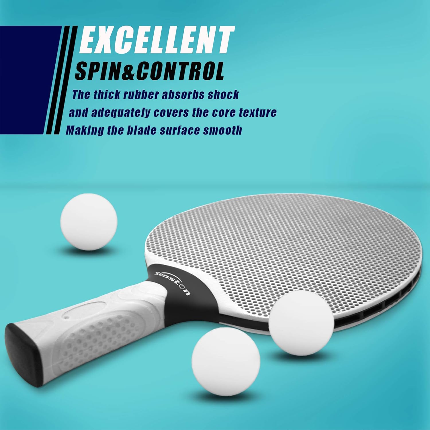 Senston Juego de raquetas de tenis de mesa, raqueta profesional de tenis de mesa con 3 bolas, juego de paletas de ping pong de goma compuesta