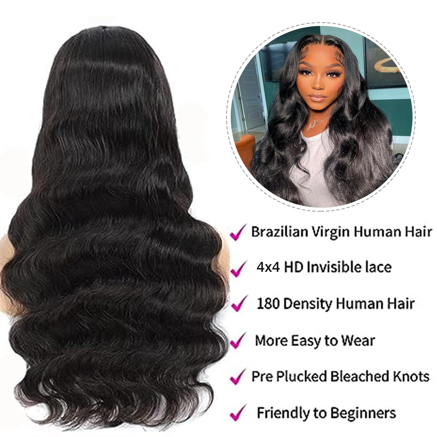 Pelucas de cabello humano sin pegamento, precortadas, precortadas, pelucas de encaje frontal, pelucas de cabello humano con cierre prearrancado,