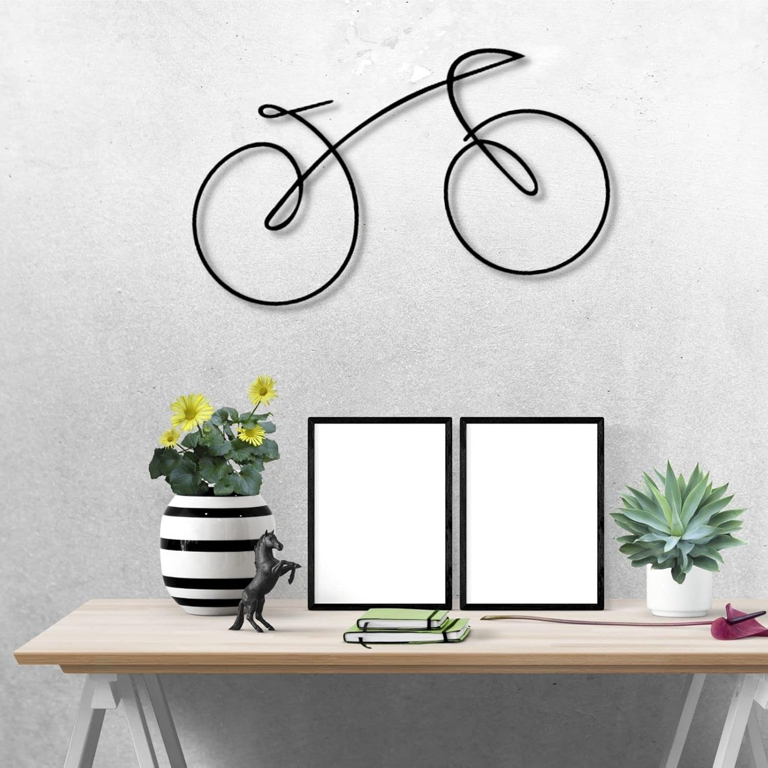Arte de pared de metal, arte geométrico de bicicleta, decoración de ciclista, arte de pared de motociclista, letrero de línea metálica, decoración