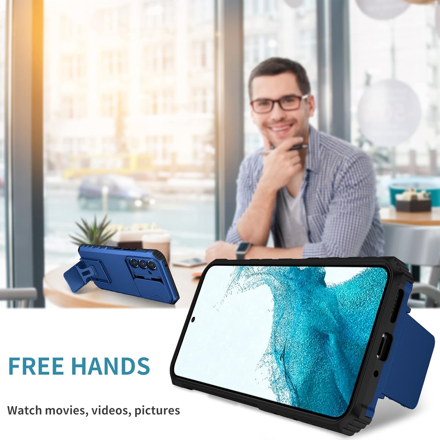 Ysnzaq Funda para Samsung Galaxy A54 5G con cámara deslizante, delgada, a prueba de golpes, con función atril, para Samsung Galaxy A54 5G LT, color