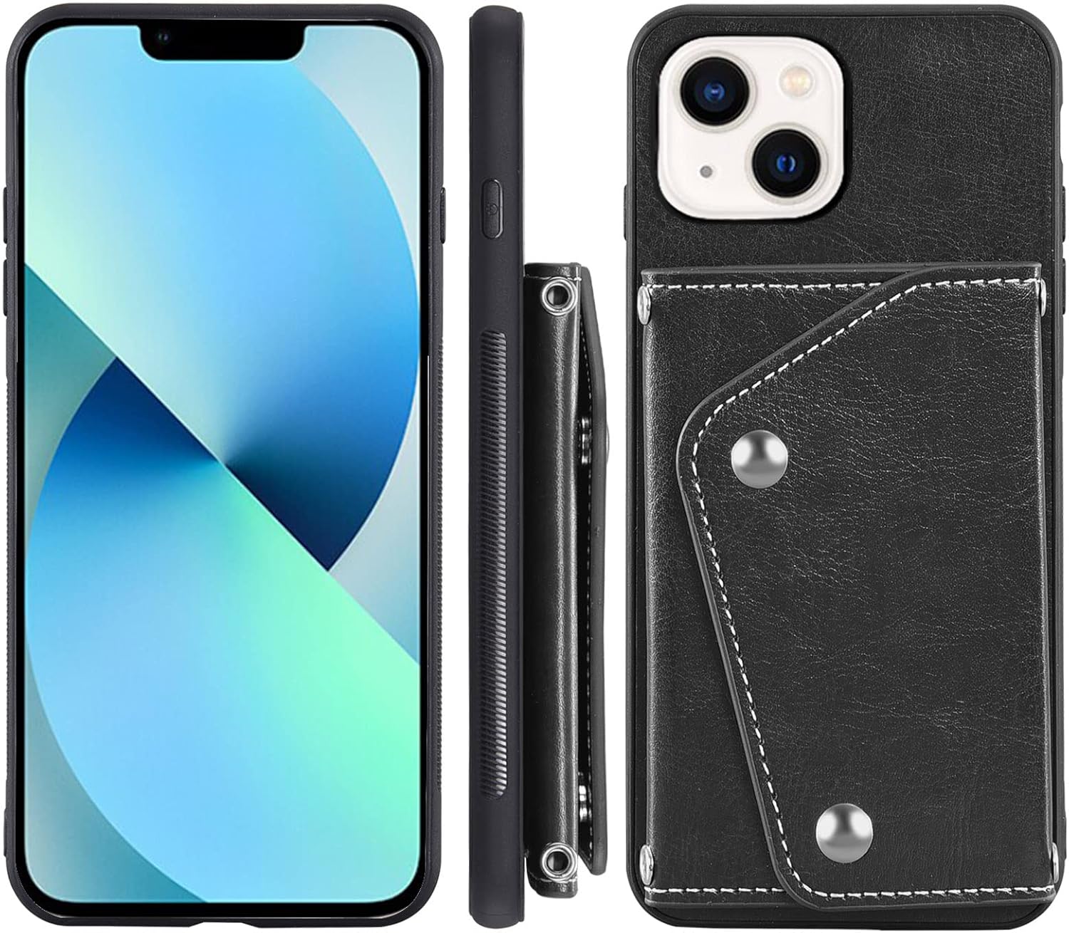 Asuwish Funda de teléfono para iPhone 13 Mini de 5.4 pulgadas, funda tipo cartera con protector de pantalla y soporte para tarjeta de crédito,