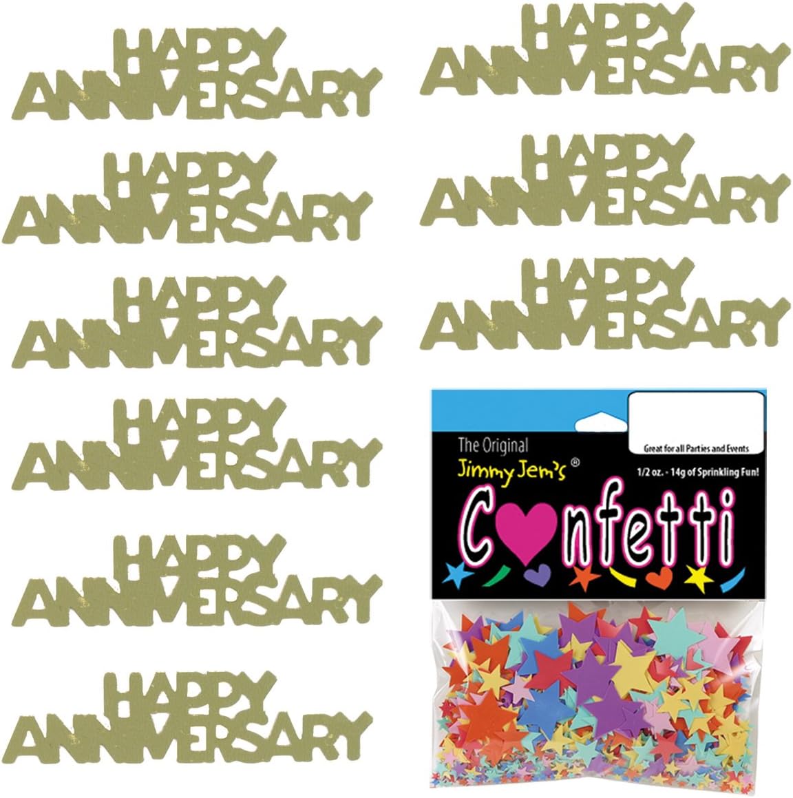 Confeti Word Happy Anniversary Gold – 2 bolsas de media onza (1 oz) #7860 Q01