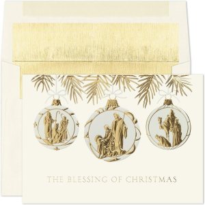 Masterpiece Studios Holiday Collection – 15 tarjetas de Navidad religiosas en caja con sobres forrados de aluminio, 5.6 x 7.8 pulgadas, trío de Masterpiece Studios Holiday Collection – 15 tarjetas de Navidad religiosas en caja con sobres forrados de aluminio, 5.6 x 7.8 pulgadas, trío de