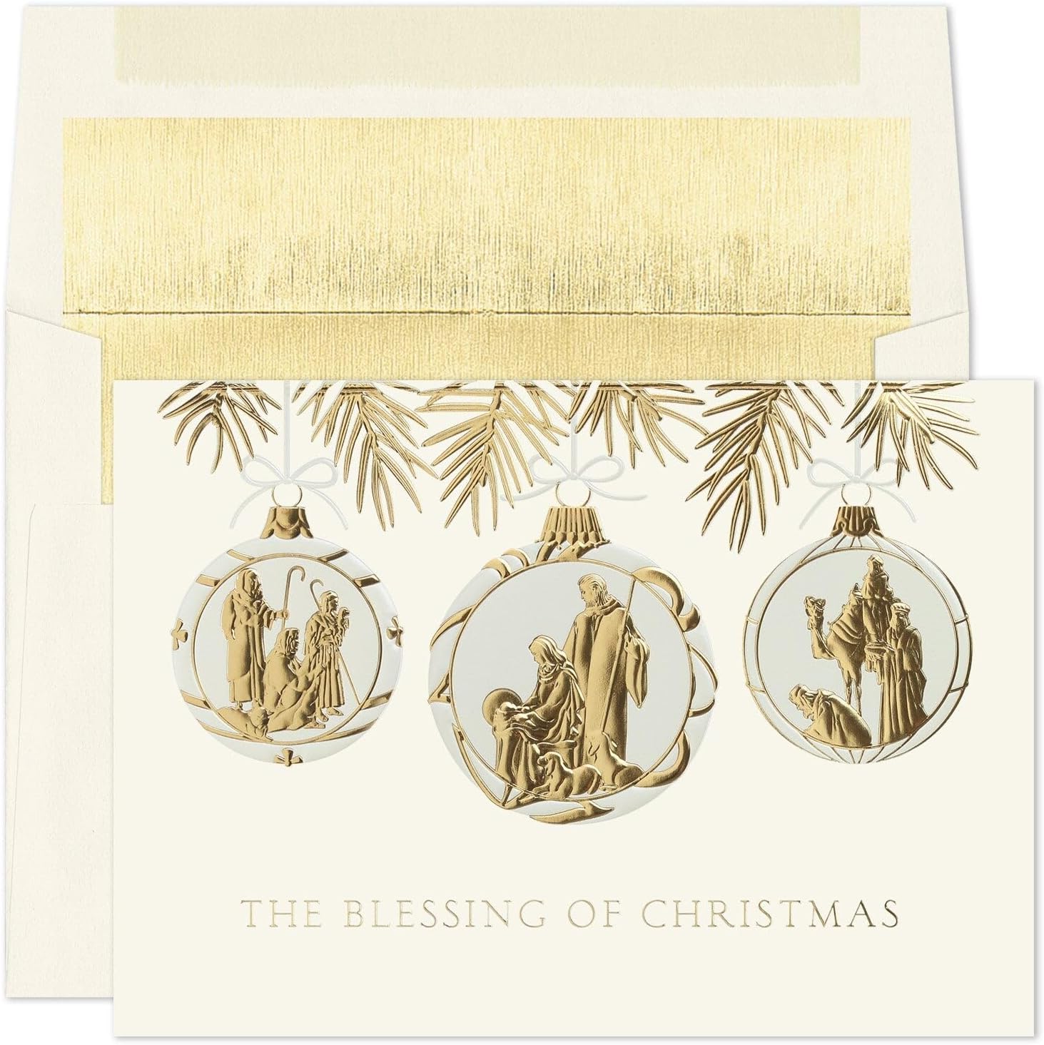 Masterpiece Studios Holiday Collection – 15 tarjetas de Navidad religiosas en caja con sobres forrados de aluminio, 5.6 x 7.8 pulgadas, trío de