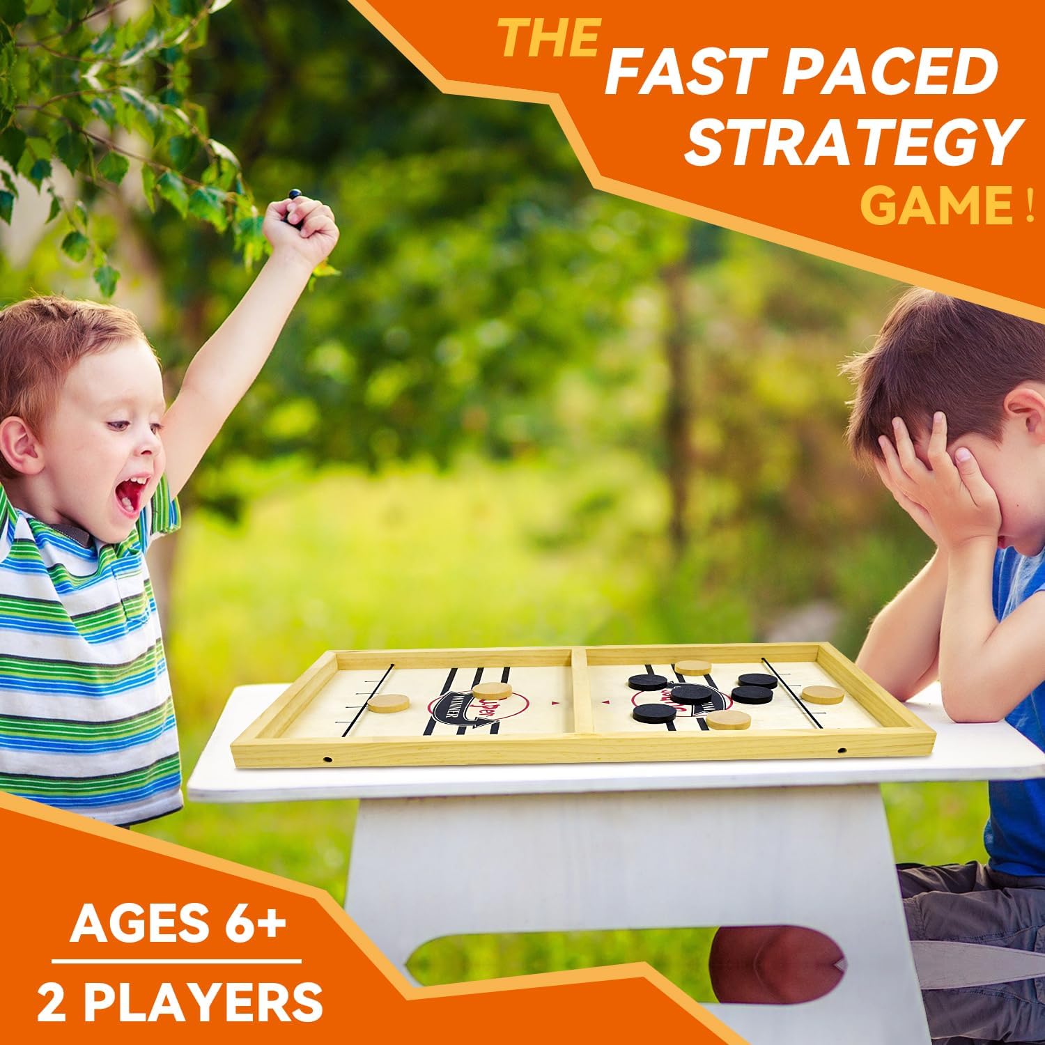 BAKAM Juego de disco de cabestrillo súper rápido, juego de hockey de mesa portátil para niños y adultos, juegos de tirachinas de mesa para niños y