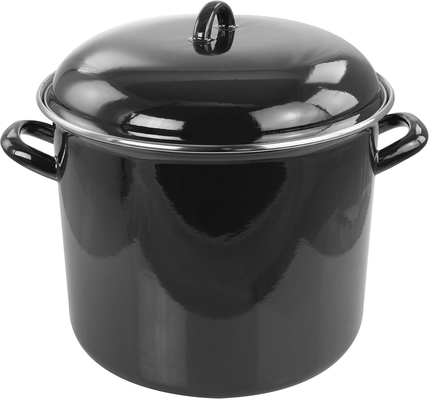 Olla de acero esmaltada de 12 cuartos con tapa negra
