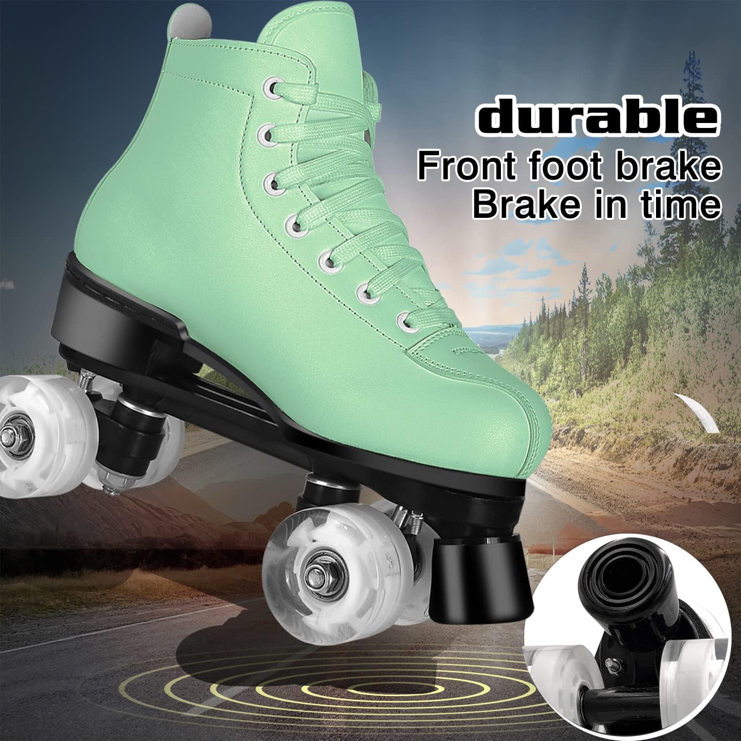 Patines clásicos para mujeres y niñas, patines clásicos de doble fila con 4 ruedas brillantes para hombre, patines de piel sintética para