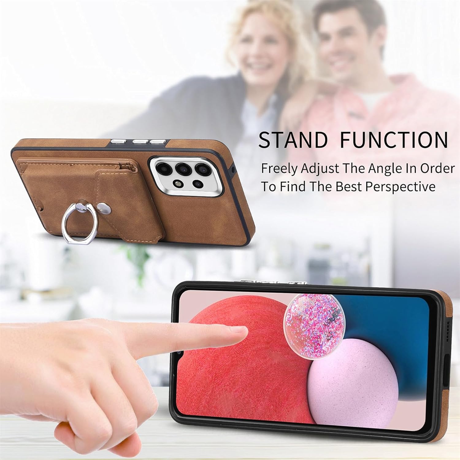 Asuwish Compatible con Samsung Galaxy A13 4G – Funda tipo cartera y protector de pantalla de vidrio templado, soporte para tarjetas, anillo