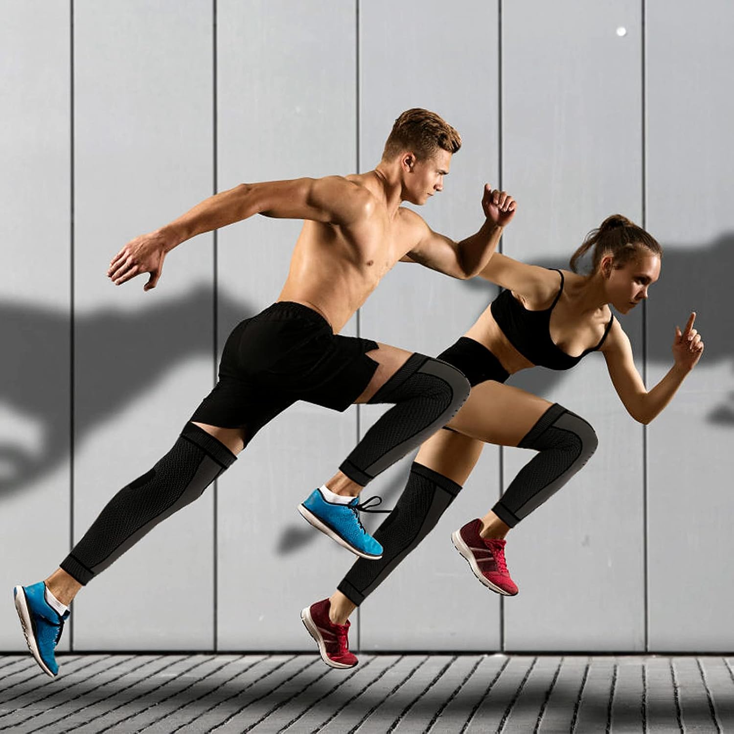 Mangas de compresión de pierna completa para hombres y mujeres, rodillera larga, protector de soporte para correr, baloncesto, ciclismo, deporte,