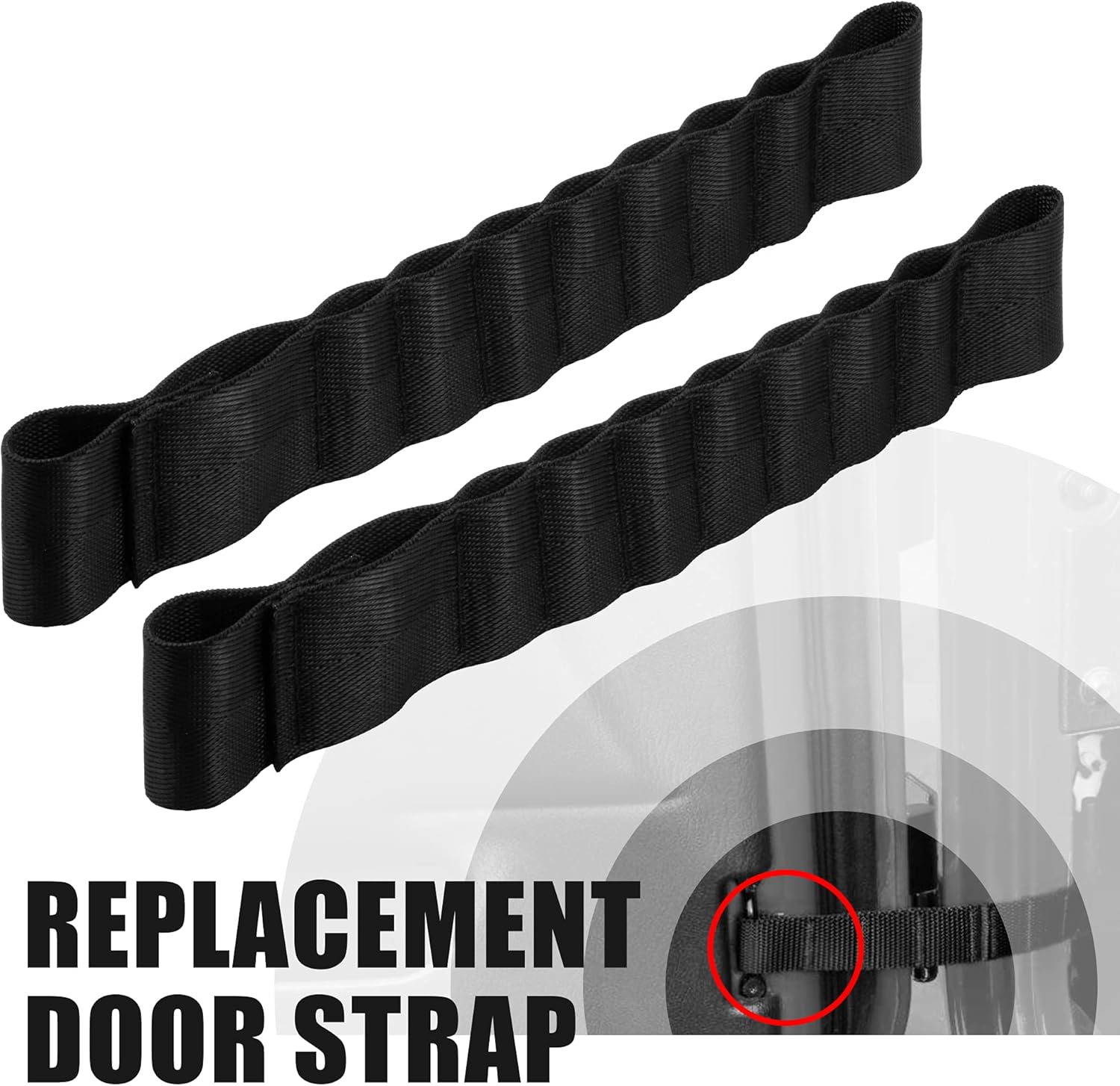 VOFONO 2 correas de repuesto de nailon para puertas de automóvil, resistentes, resistentes, ajustables, limitantes, de carga, 1000 libras, ajuste