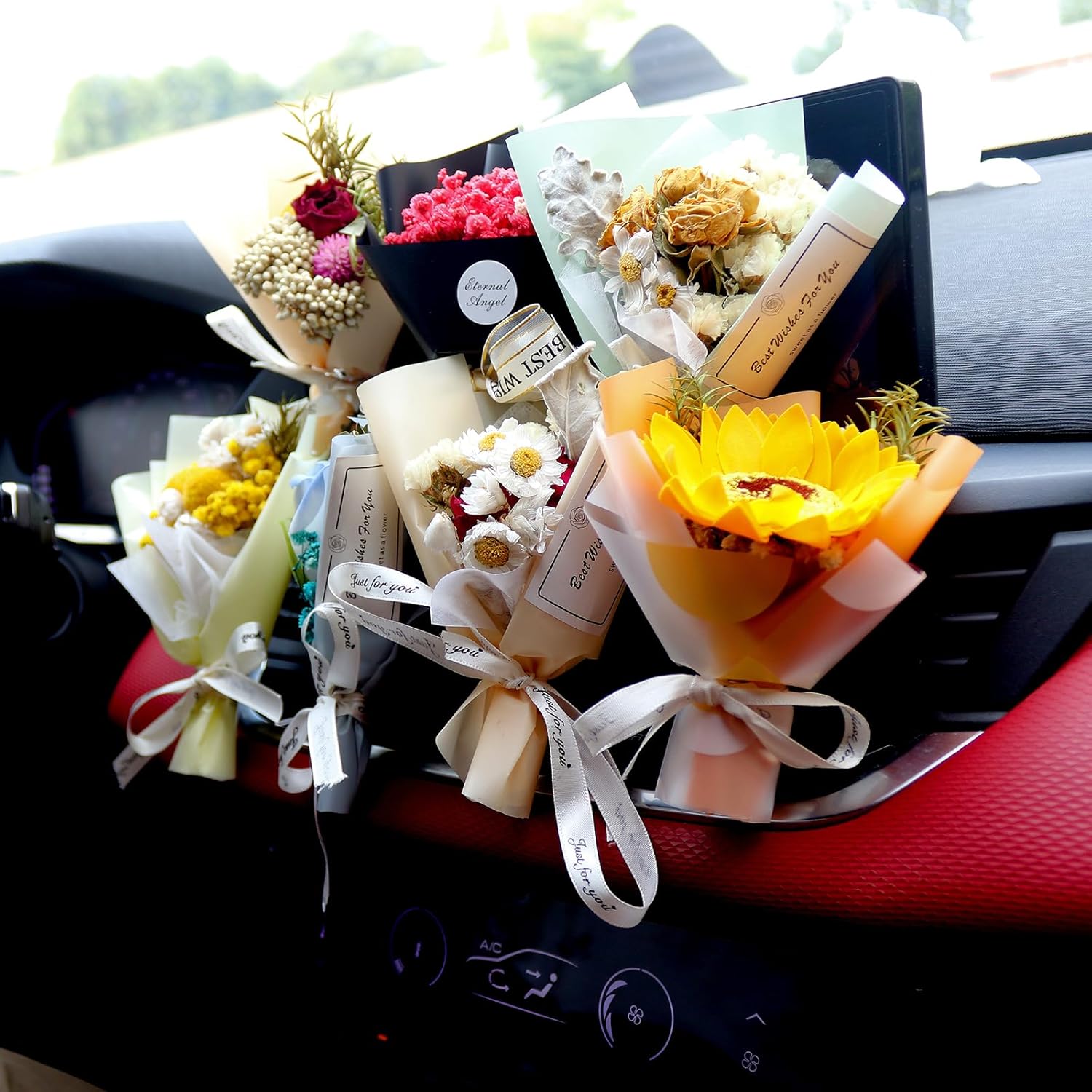 Pequeño ramo de aire ambientador de coche Clips de ventilación Mini ramo de flores secas aire acondicionado salida perfume clip decoración coche