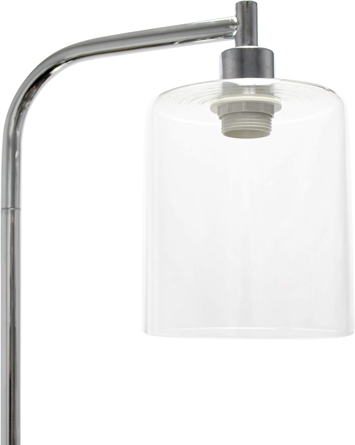 Simple Designs LF1036-CHR Lámpara de pie de linterna de hierro industrial de estilo antiguo con pantalla de vidrio, cromo