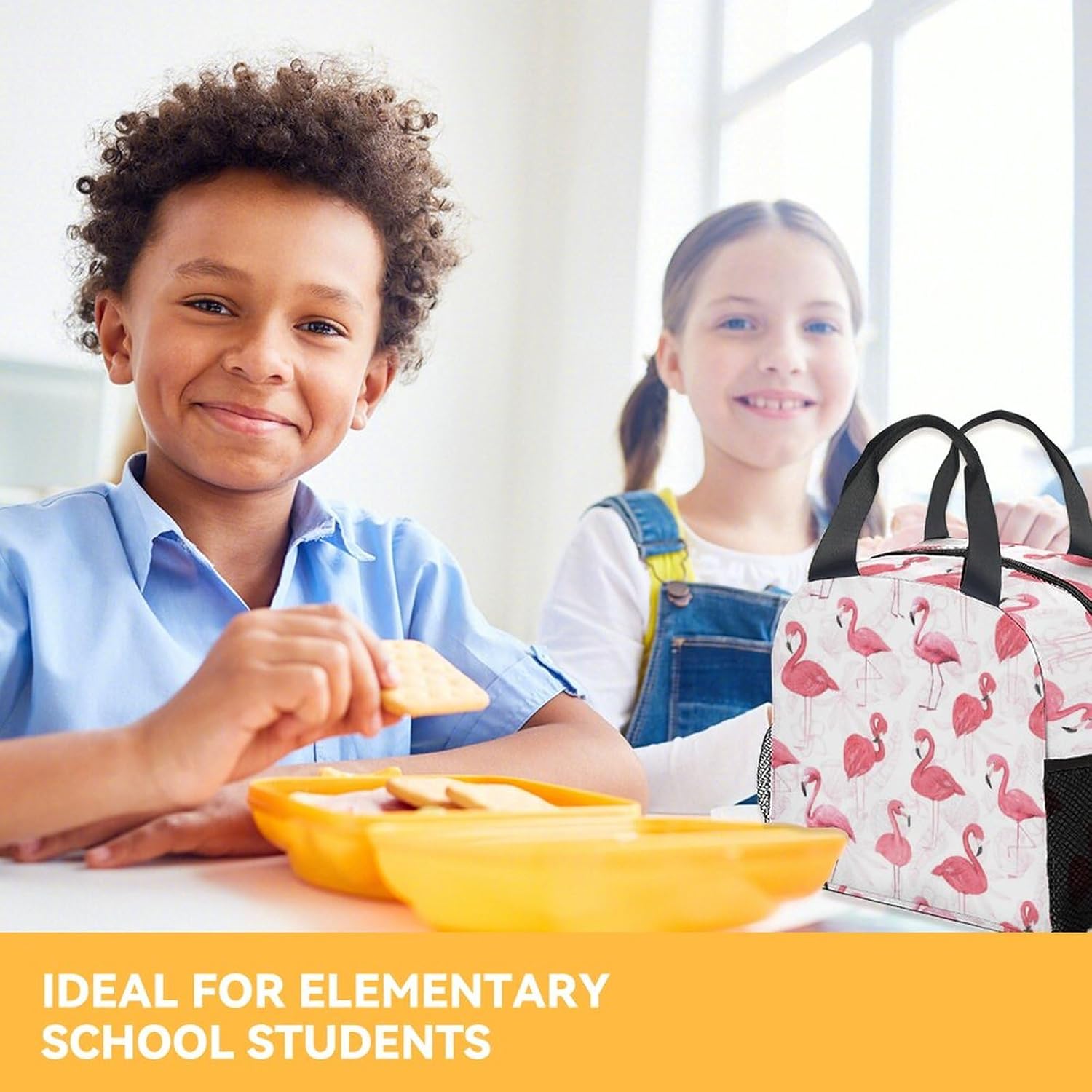 PAKKITOP Lonchera de flamenco para niñas, pequeñas bolsas de almuerzo aisladas, bonita lonchera reutilizable para mujeres, bolsas de almuerzo