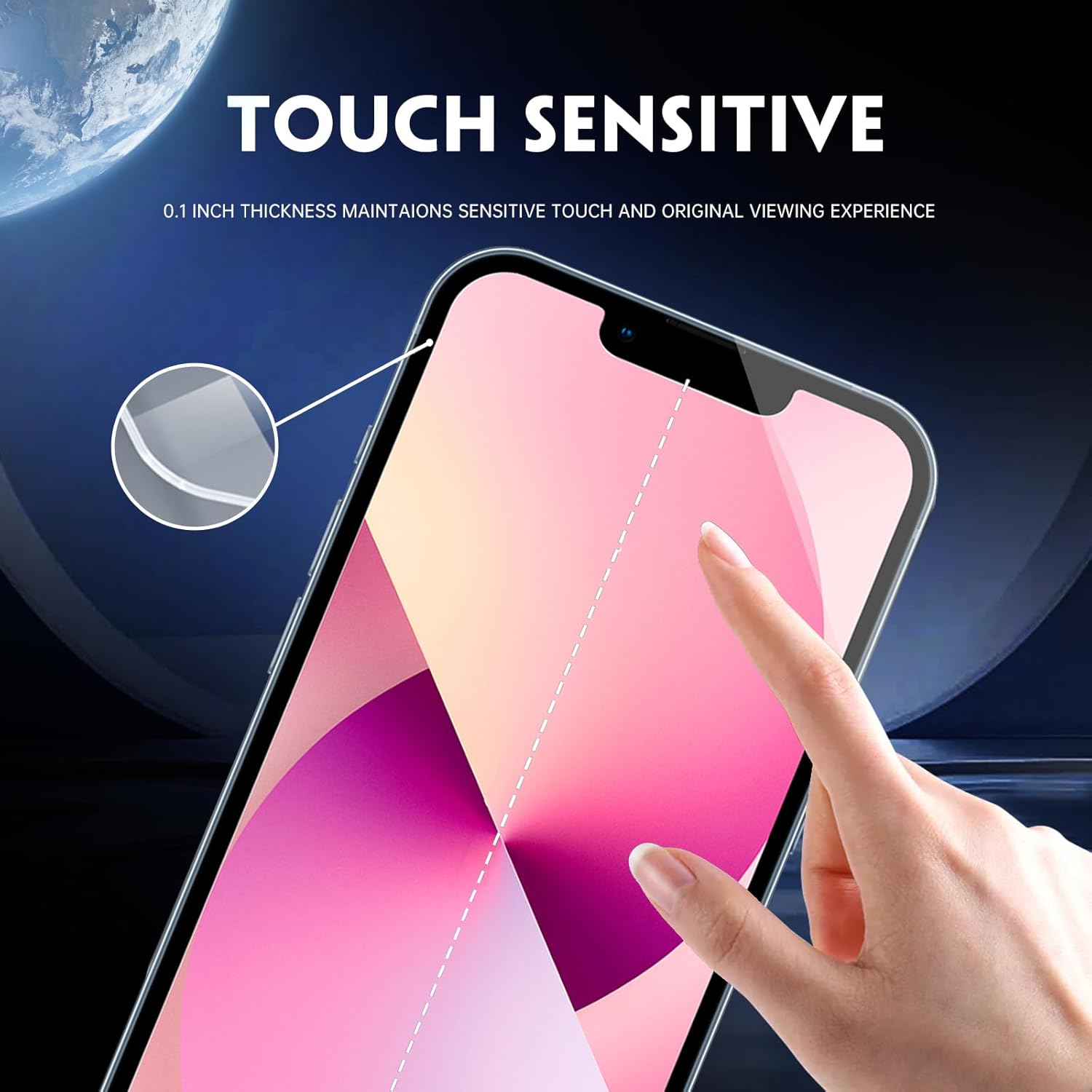 Paquete de 3 protectores de pantalla de vidrio compatibles con iPhone 13, película de vidrio templado de 6.1 pulgadas, antiarañazos, alta definición